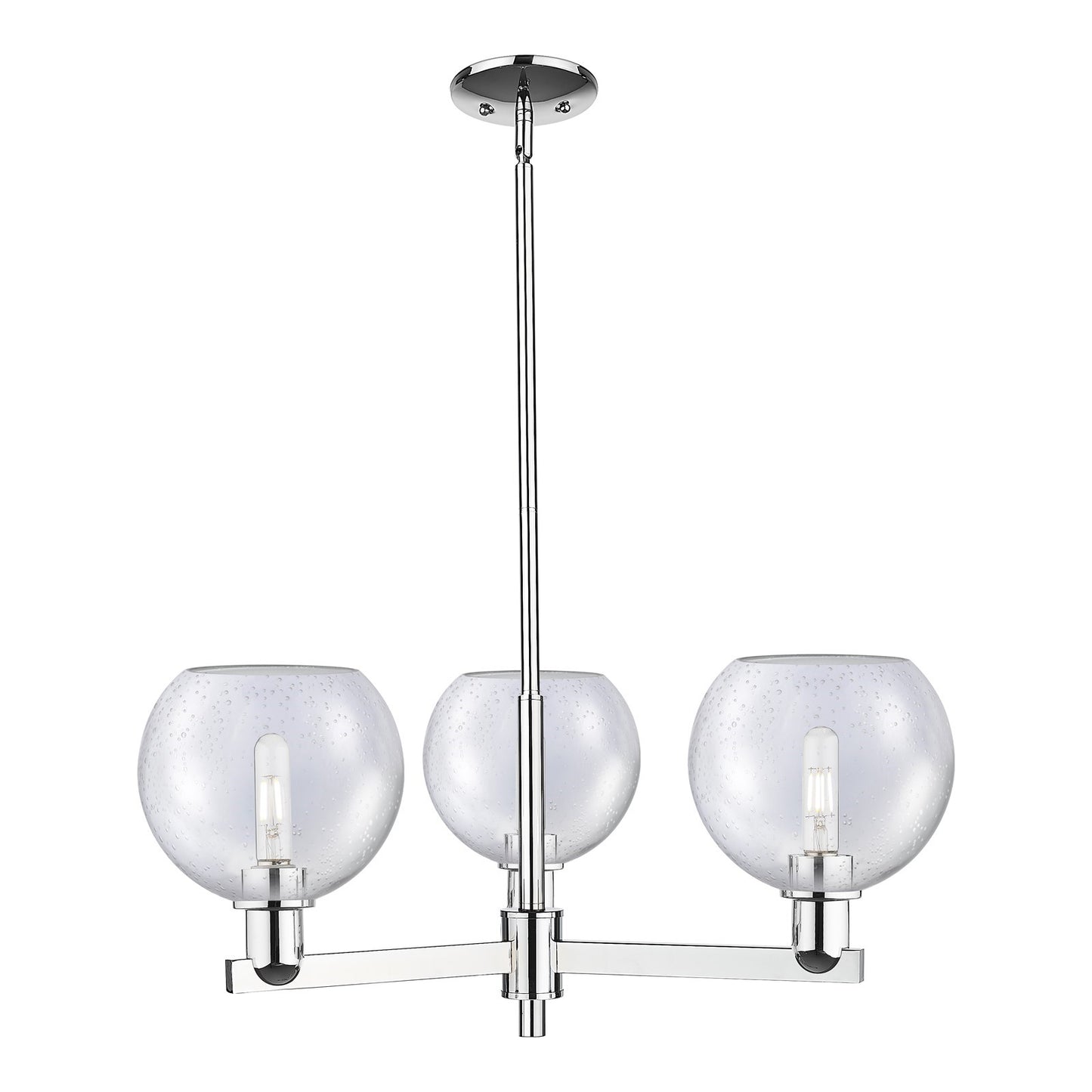 Innovations Athens 30in 3-Light Pendant | Industrial Polished Chrome Steel and Seedy Glass | Kitchen Island & Dining Room | Model 716-3CR-PC-G124-8
