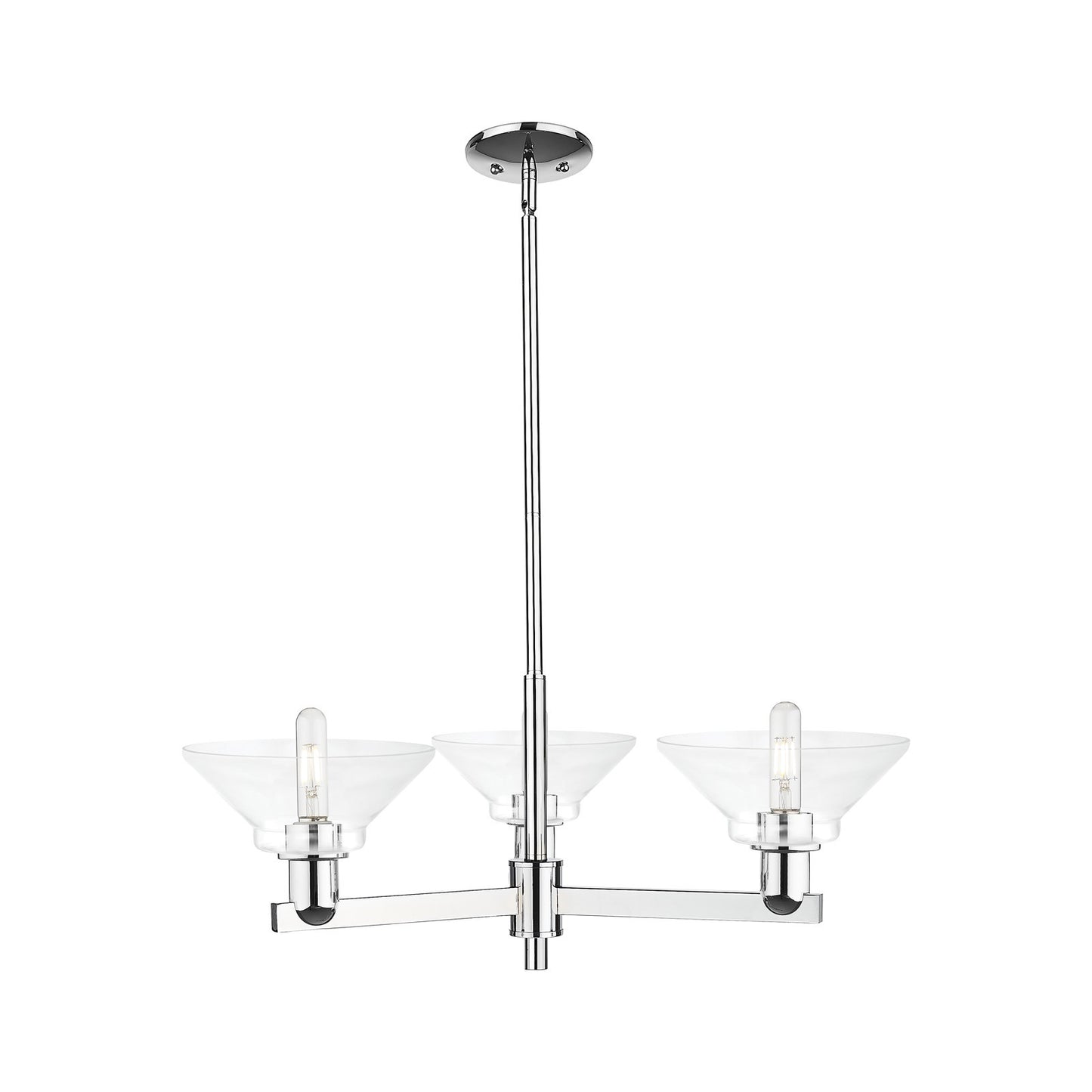 Innovations Orwell 30in 3-Light Pendant | Industrial Polished Chrome Steel and Clear Glass | Kitchen Island & Dining Room | Damp | Model 716-3CR-PC-G132