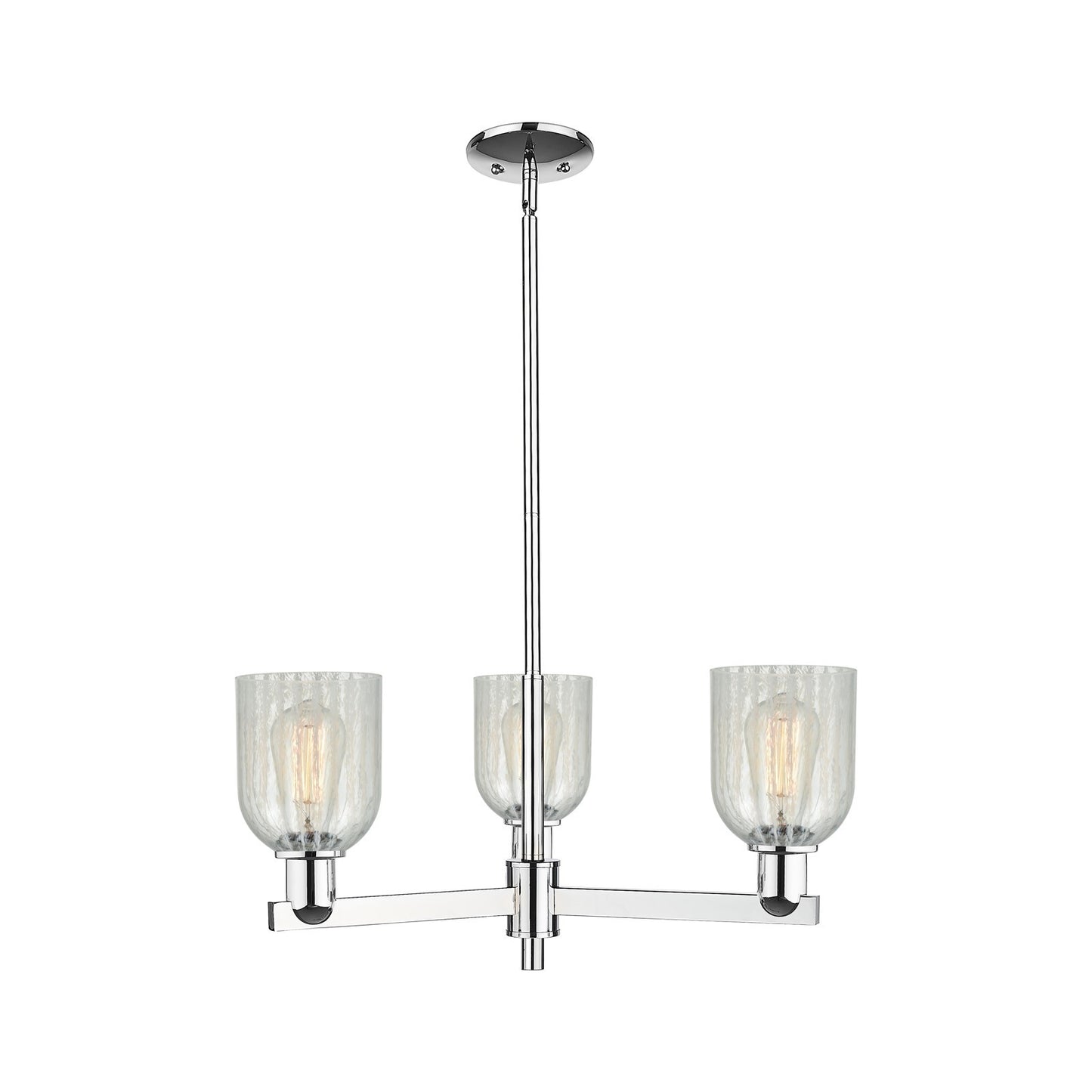 Innovations Caledonia 27in 3-Light Pendant | Industrial Polished Chrome Steel and Mouchette Glass | Kitchen Island & Dining Room | Model 716-3CR-PC-G2511