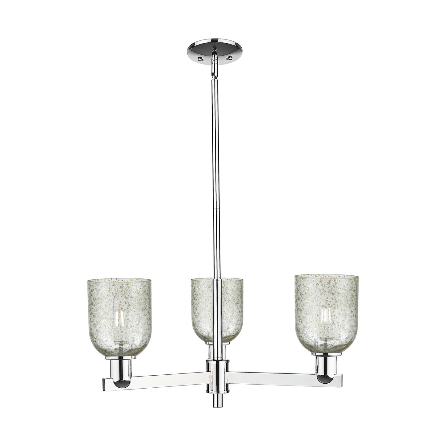 Innovations Caledonia 27in 3-Light Pendant | Industrial Polished Chrome Steel and Mica Glass | Kitchen Island & Dining Room | Model 716-3CR-PC-G259