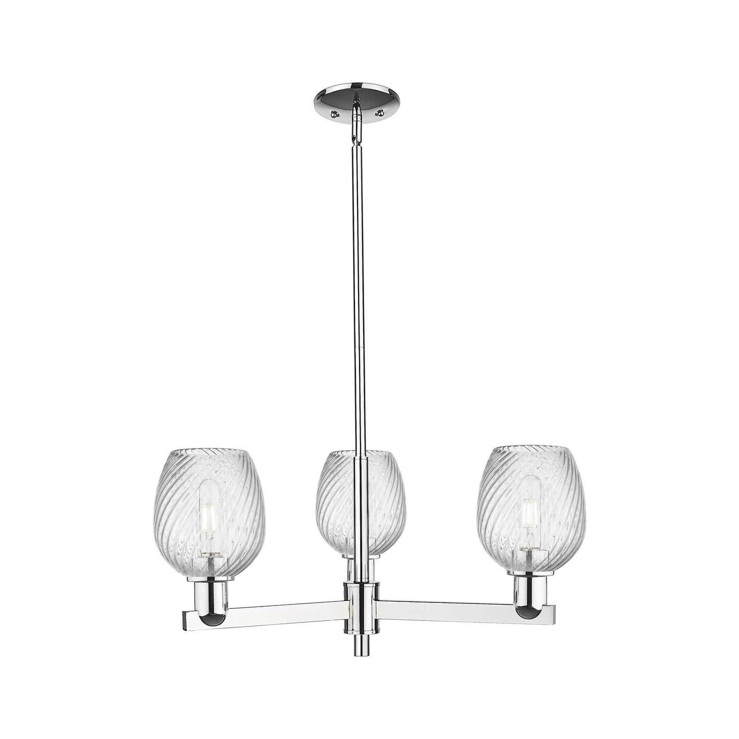 Innovations Salina 28in 3-Light Pendant | Industrial Polished Chrome Steel and Clear Spiral Fluted Glass | Kitchen Island & Dining | Model 716-3CR-PC-G292