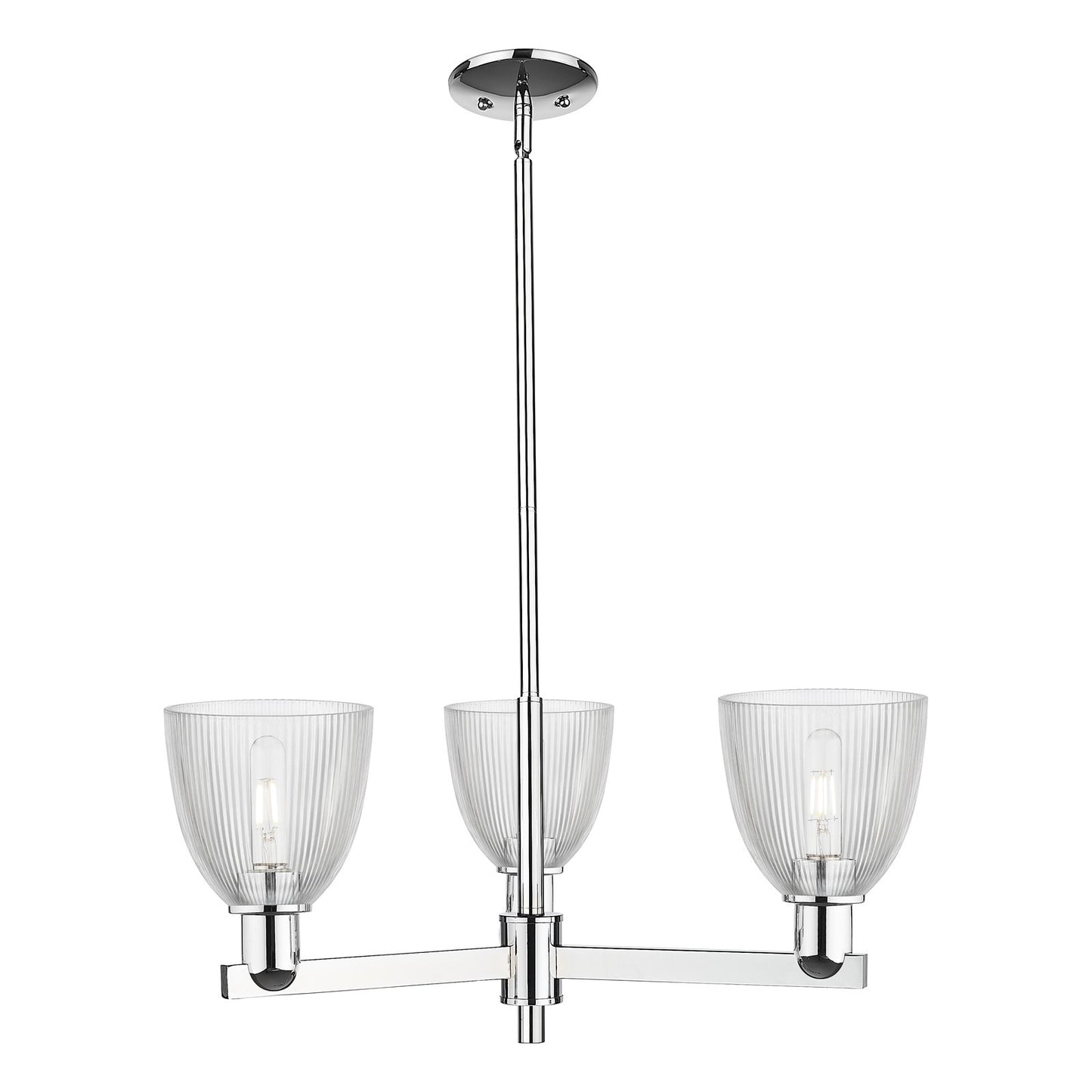 Innovations Castile 28in 3-Light Pendant | Industrial Polished Chrome Steel and Clear Glass | Kitchen Island & Dining Room | Damp | Model 716-3CR-PC-G382
