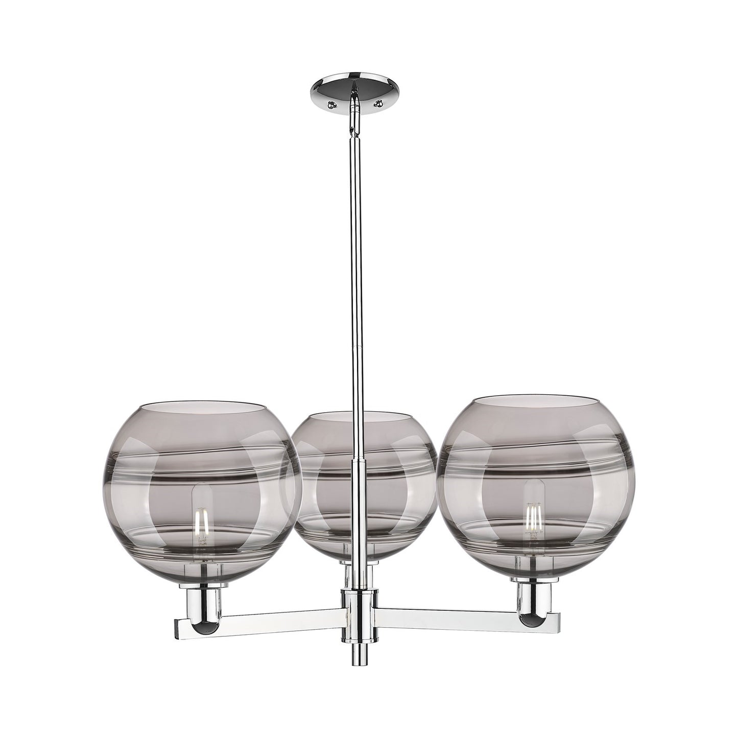 Innovations Rochester 32in 3-Light Pendant | Industrial Polished Chrome and Light Smoke Glass | Kitchen Island & Dining Room | Model 716-3CR-PC-G556-10SM