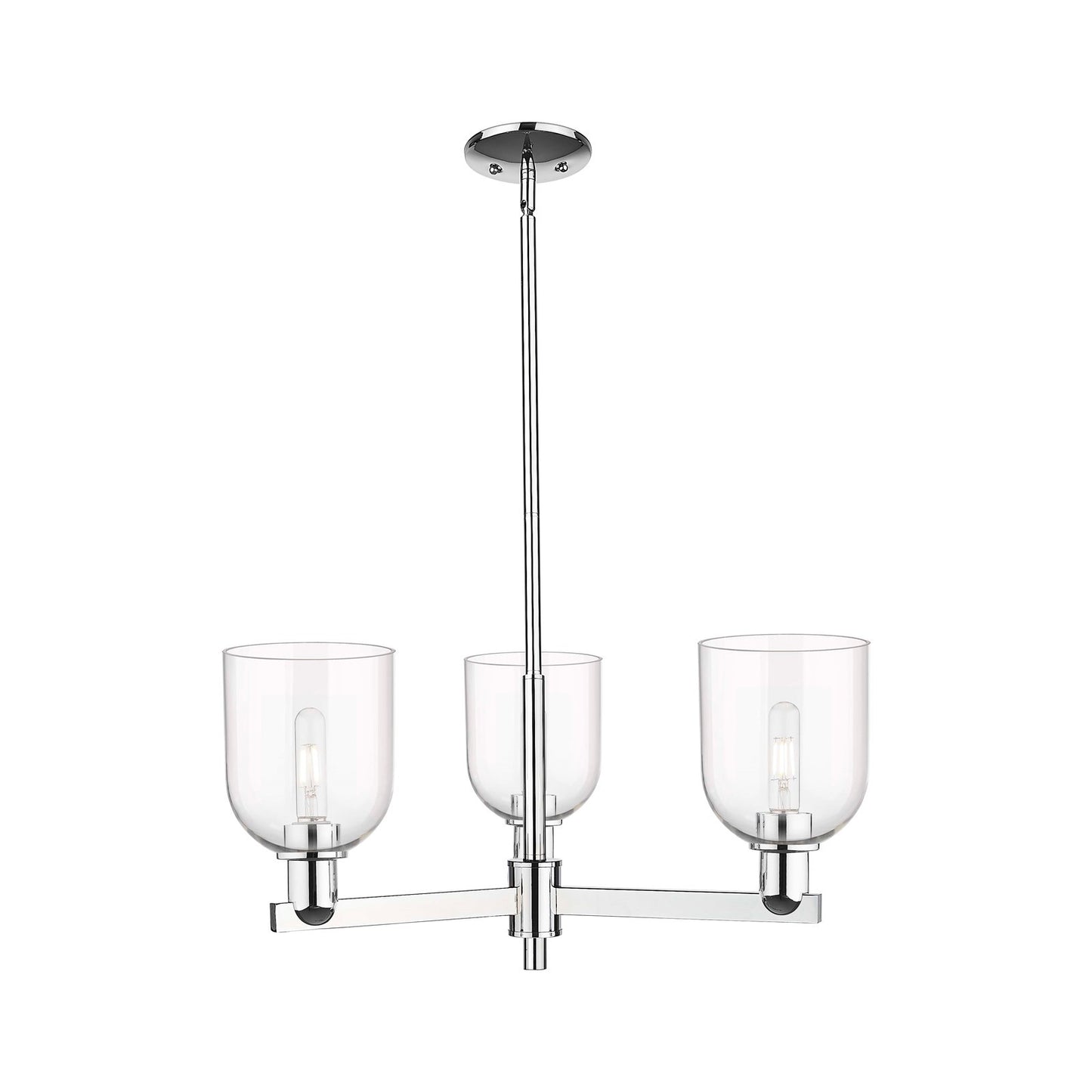 Innovations Bella 27in 3-Light Pendant | Industrial Polished Chrome Steel and Clear Glass | Kitchen Island & Dining Room | Model 716-3CR-PC-G558-6CL
