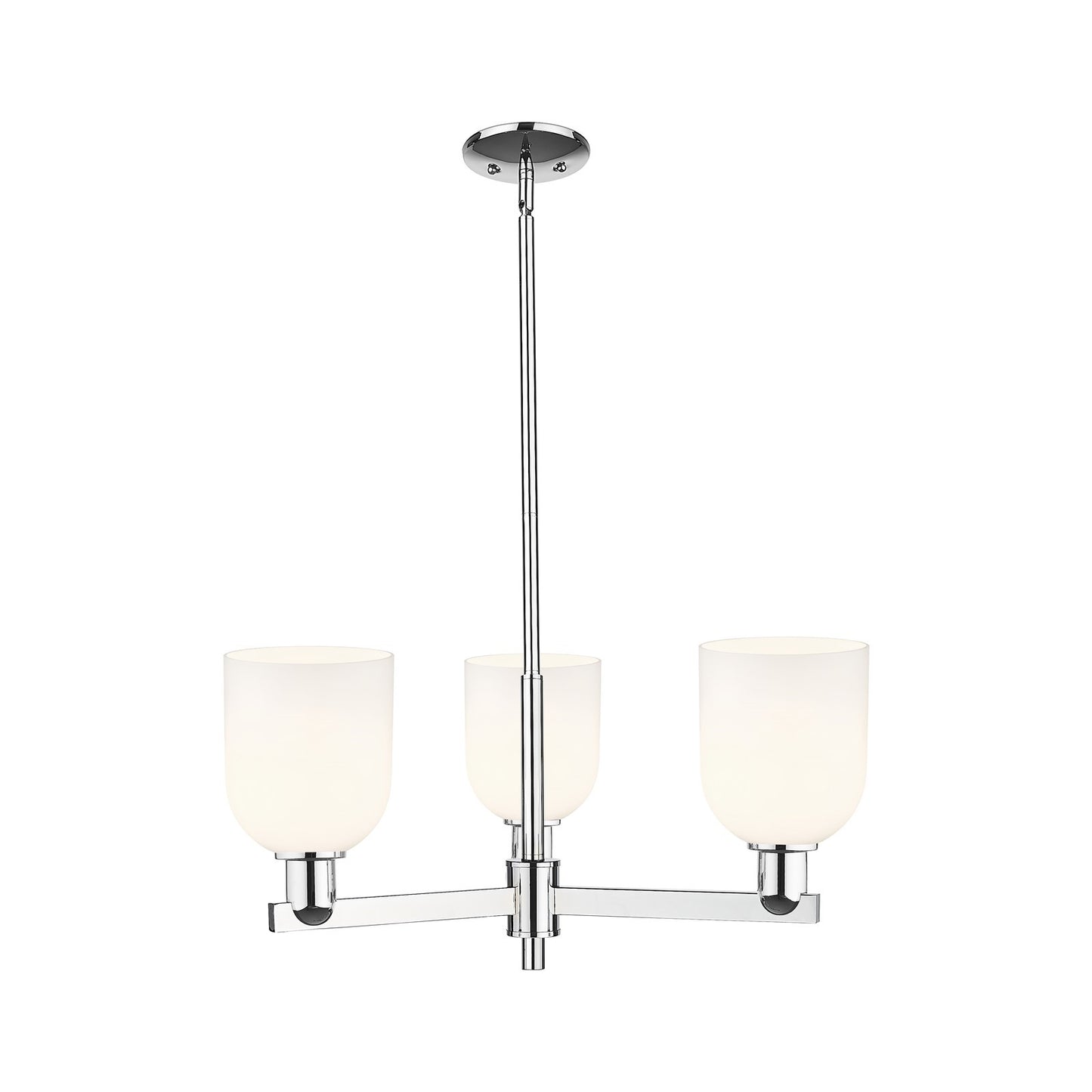 Innovations Bella 27in 3-Light Pendant | Industrial Polished Chrome and White Glass | Kitchen Island & Dining Room | Damp | Model 716-3CR-PC-G558-6GWH