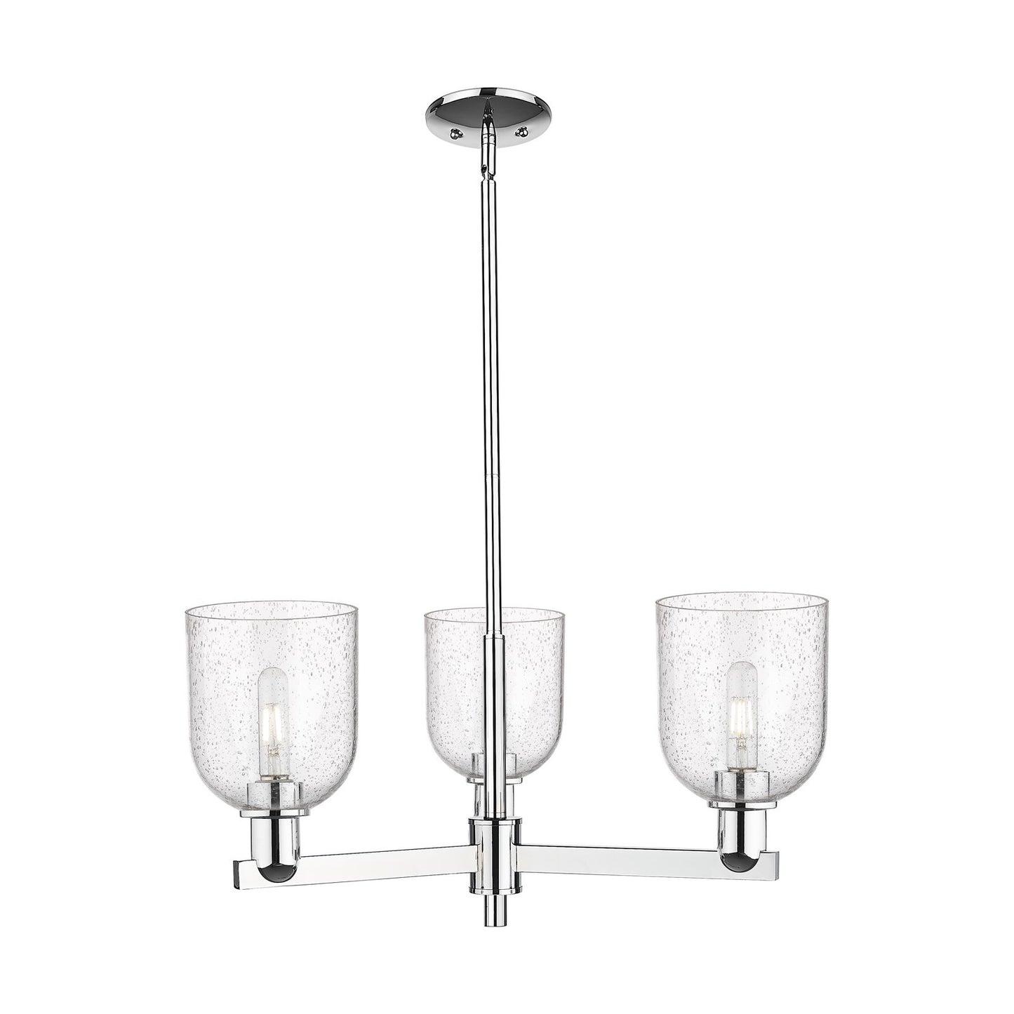 Innovations Bella 27in 3-Light Pendant | Industrial Polished Chrome Steel and Seedy Glass | Kitchen Island & Dining Room | Model 716-3CR-PC-G558-6SDY