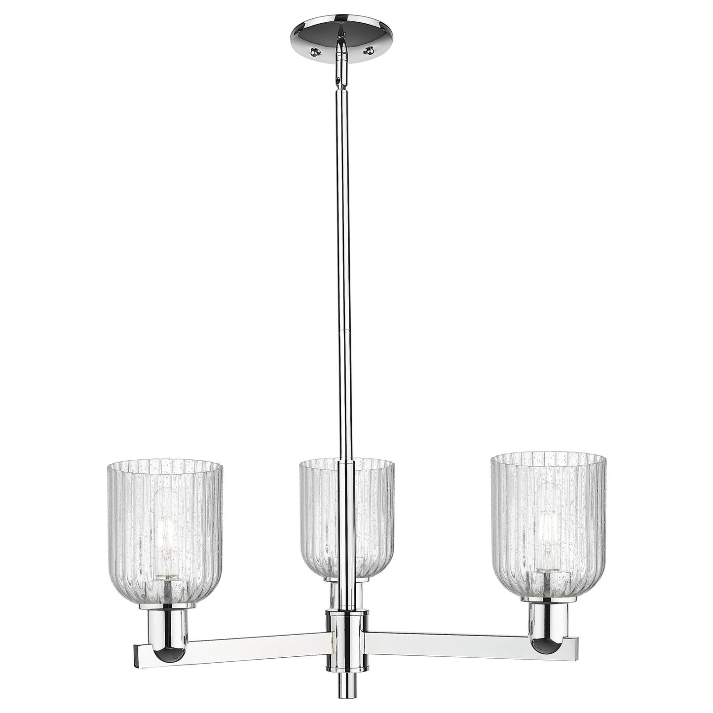 Innovations Bridal Veil 26.75in 3-Light Pendant | Industrial Polished Chrome Steel and Seedy Ribbed Glass | Kitchen Island & | Model 716-3CR-PC-G559-5SDY