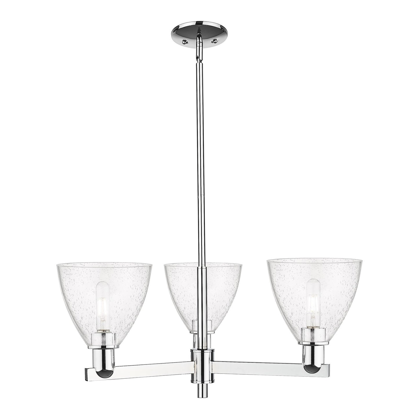 Innovations Bristol 29in 3-Light Pendant | Industrial Polished Chrome Steel and Seedy Glass | Kitchen Island & Dining Room | Model 716-3CR-PC-GBD-754