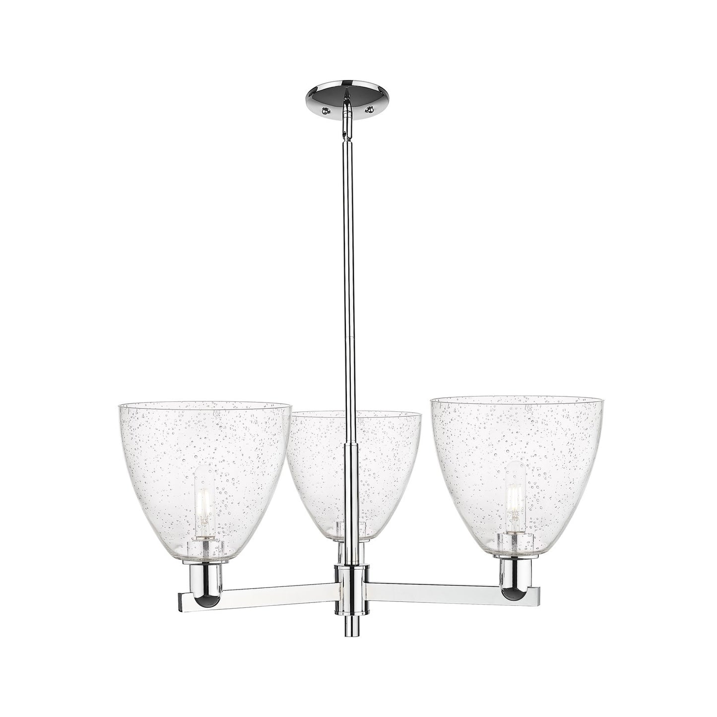 Innovations Bristol 31in 3-Light Pendant | Industrial Polished Chrome Steel and Seedy Glass Dome Shade | Kitchen Island & Dining | Model 716-3CR-PC-GBD-94