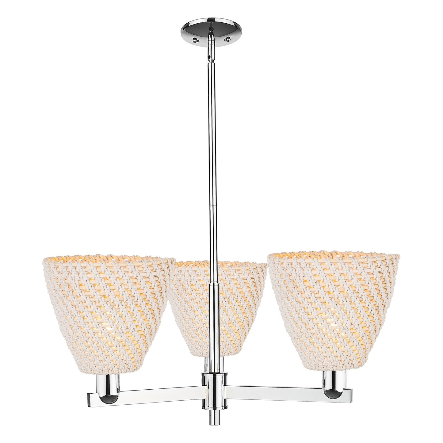 Innovations Bristol Natural 31in 3-Light Pendant | Industrial Polished Chrome and Natural Fiber Dome Shade | Kitchen Island & | Model 716-3CR-PC-NBD-9-NAT