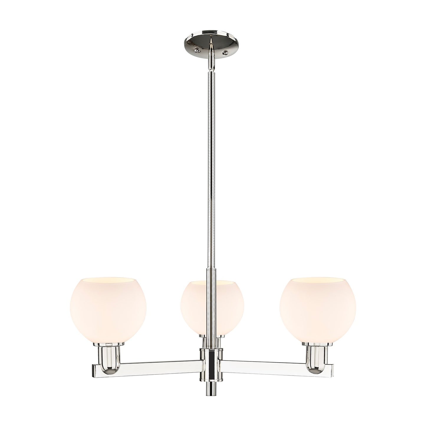 Innovations Athens 28in 3-Light Pendant | Industrial Polished Nickel and Matte White Glass | Kitchen Island & Dining Room | Model 716-3CR-PN-G121-6