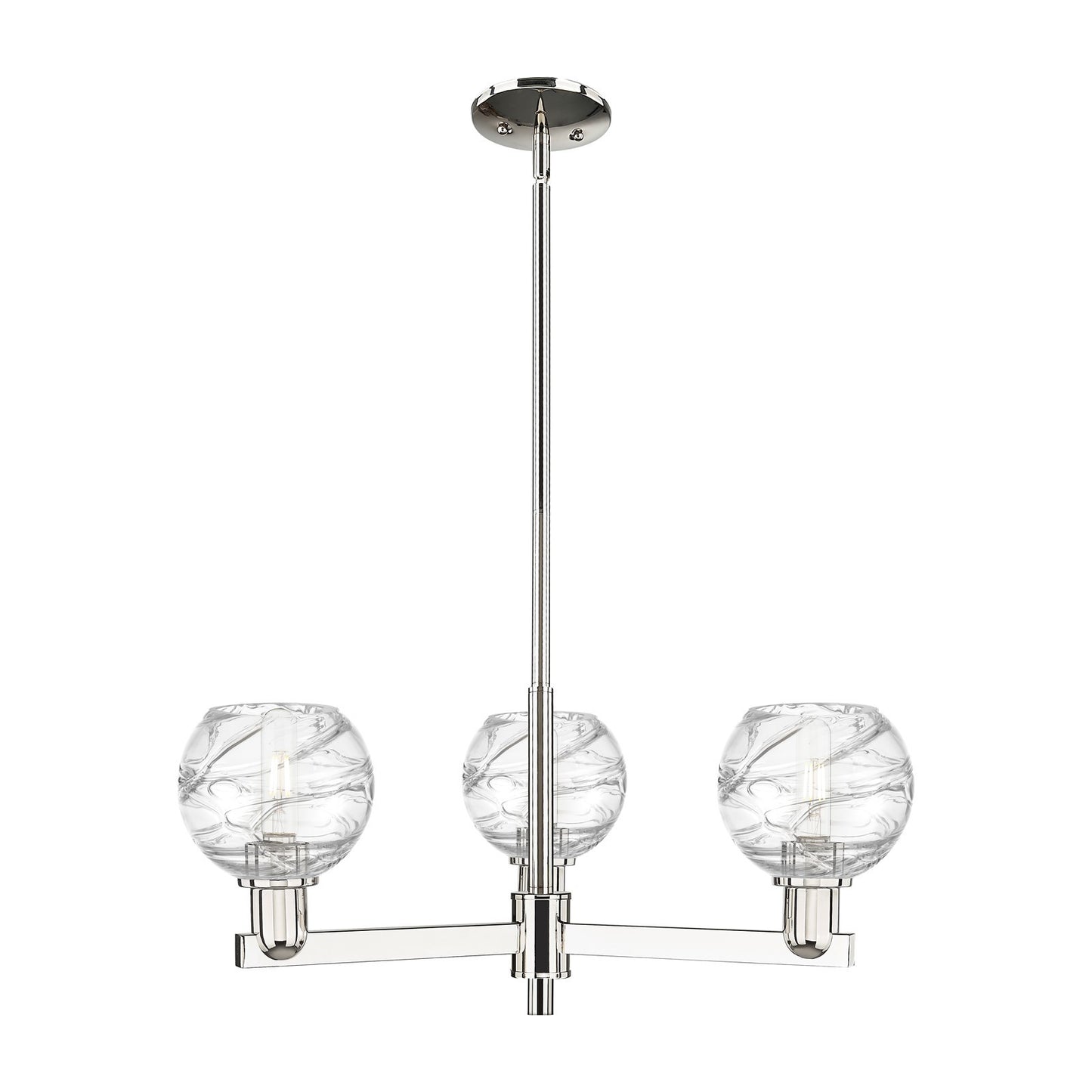 Innovations Athens Deco Swirl 18in 3-Light Pendant | Industrial Polished Nickel Steel and Clear Deco Swirl Glass | Kitchen | Model 716-3CR-PN-G1213-6CL