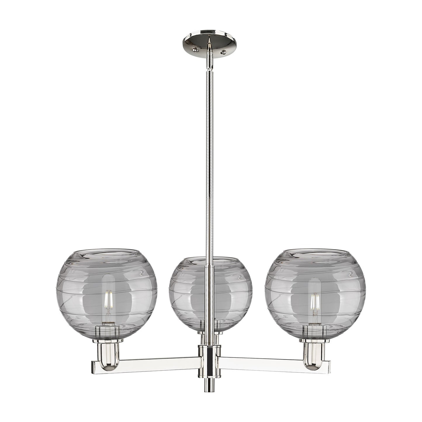 Innovations Athens Deco Swirl 30in 3-Light Pendant | Industrial Polished Nickel and Light Smoke Glass | Kitchen Island & | Model 716-3CR-PN-G1213-8SM