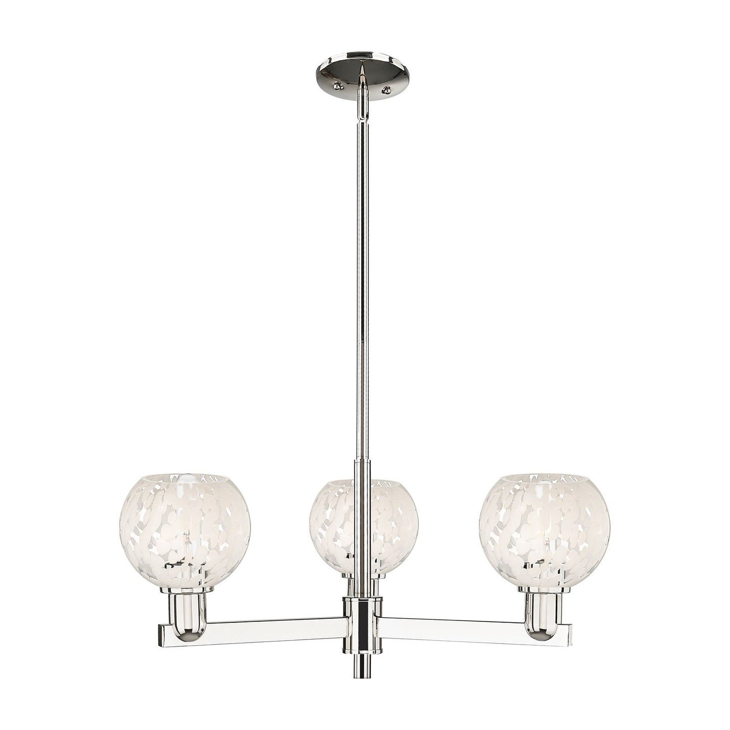 Innovations Lighting White Mouchette 28in 3-Light Pendant | Industrial Polished Nickel Steel and White Glass | Kitchen Island | Model 716-3CR-PN-G1216-6WM