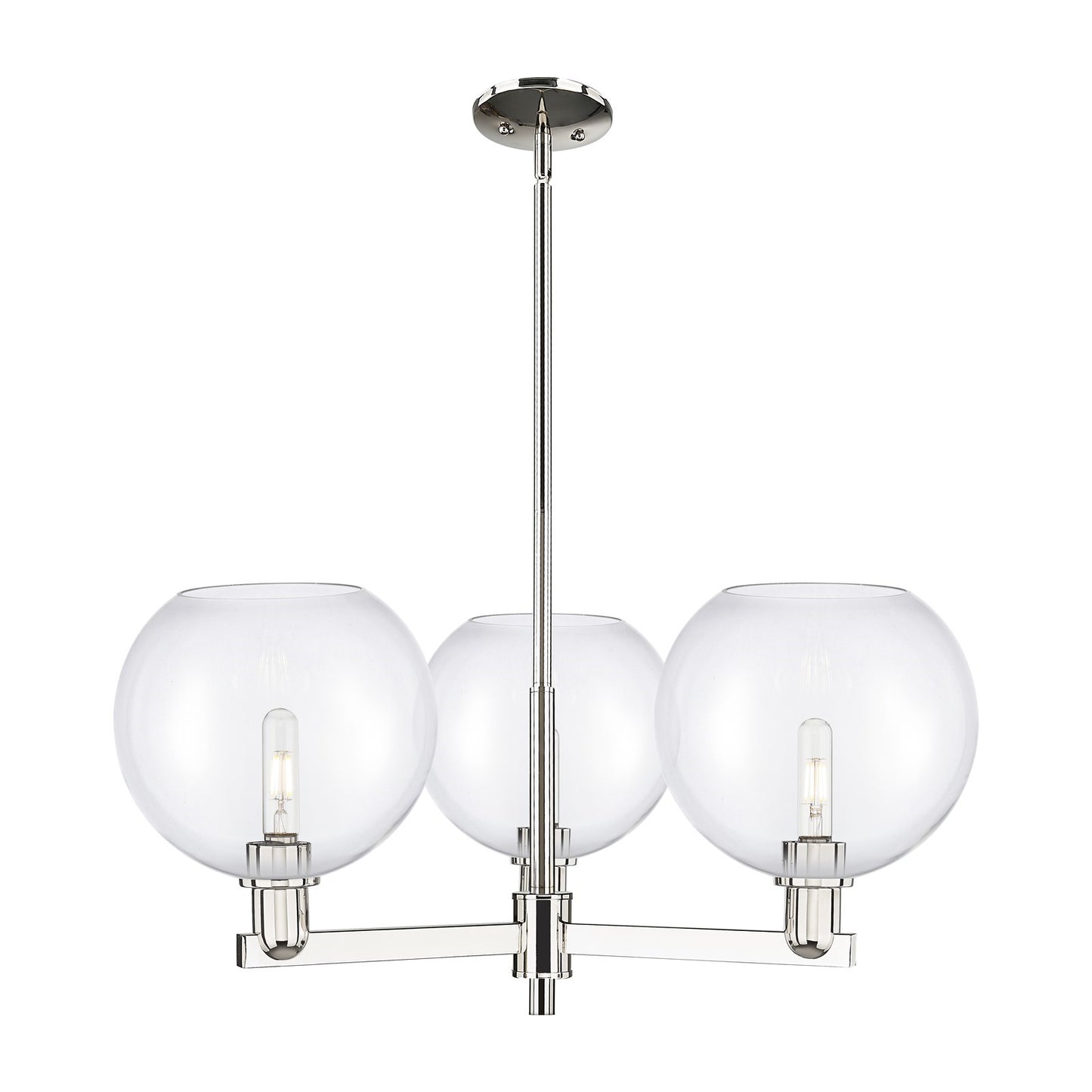 Innovations Athens 32in 3-Light Pendant | Industrial Polished Nickel Steel and Clear Glass | Kitchen Island & Dining Room | Model 716-3CR-PN-G122-10