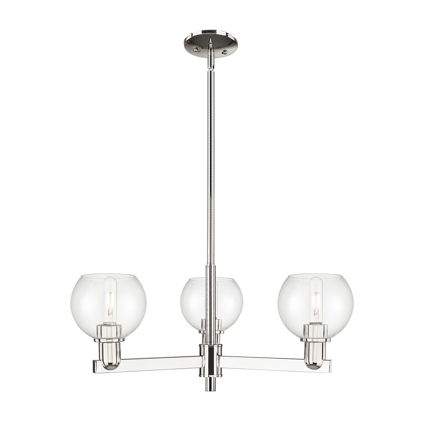 Innovations Athens 28in 3-Light Pendant | Industrial Polished Nickel Steel and Clear Glass | Kitchen Island & Dining Room | Model 716-3CR-PN-G122-6