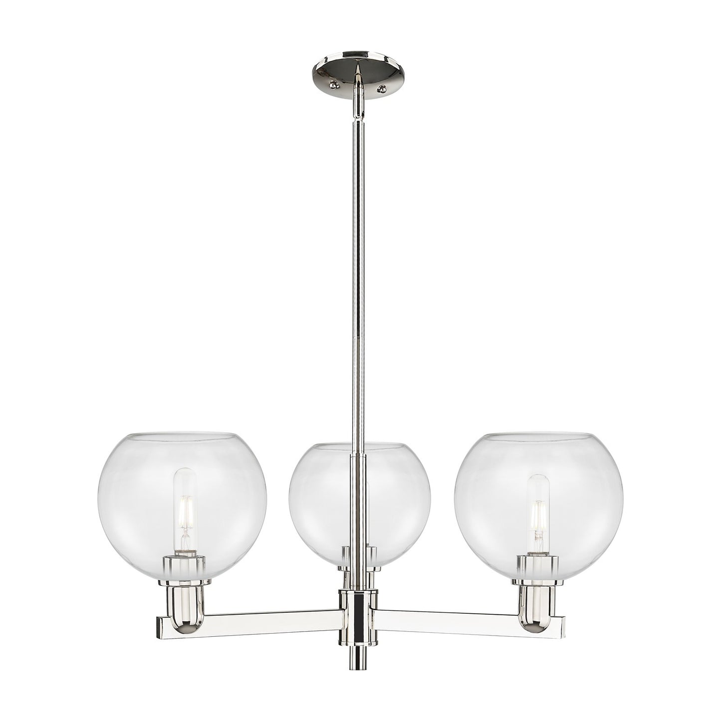 Innovations Athens 30in 3-Light Pendant | Industrial Polished Nickel Steel and Clear Glass | Kitchen Island & Dining Room | Model 716-3CR-PN-G122-8