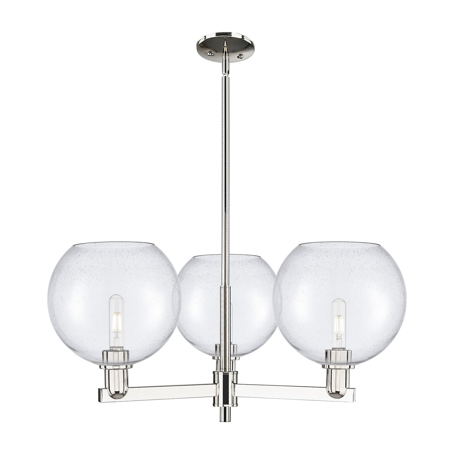 Innovations Athens 32in 3-Light Pendant | Industrial Polished Nickel Steel and Seedy Glass | Kitchen Island & Dining Room | Model 716-3CR-PN-G124-10