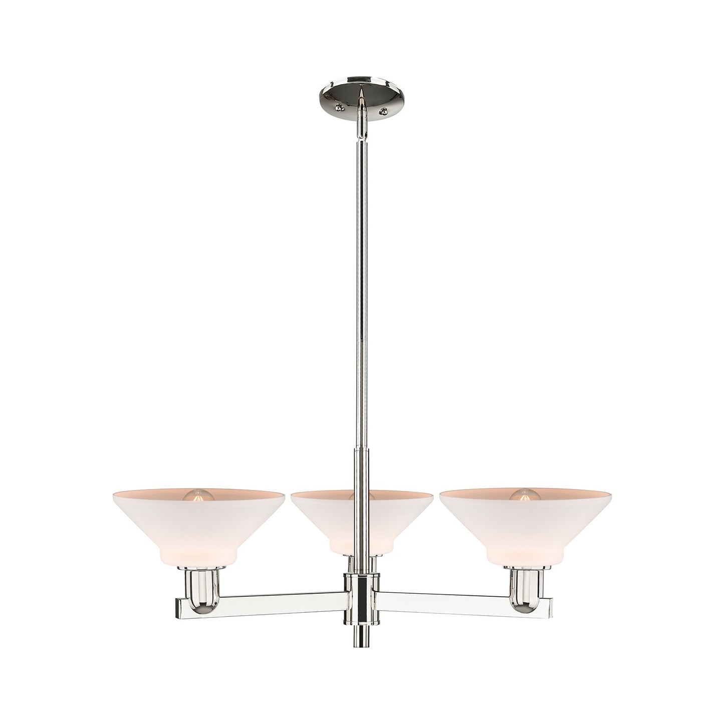 Innovations Orwell 30in 3-Light Pendant | Industrial Polished Nickel Steel and Matte White Glass | Kitchen Island & Dining Room | Model 716-3CR-PN-G131