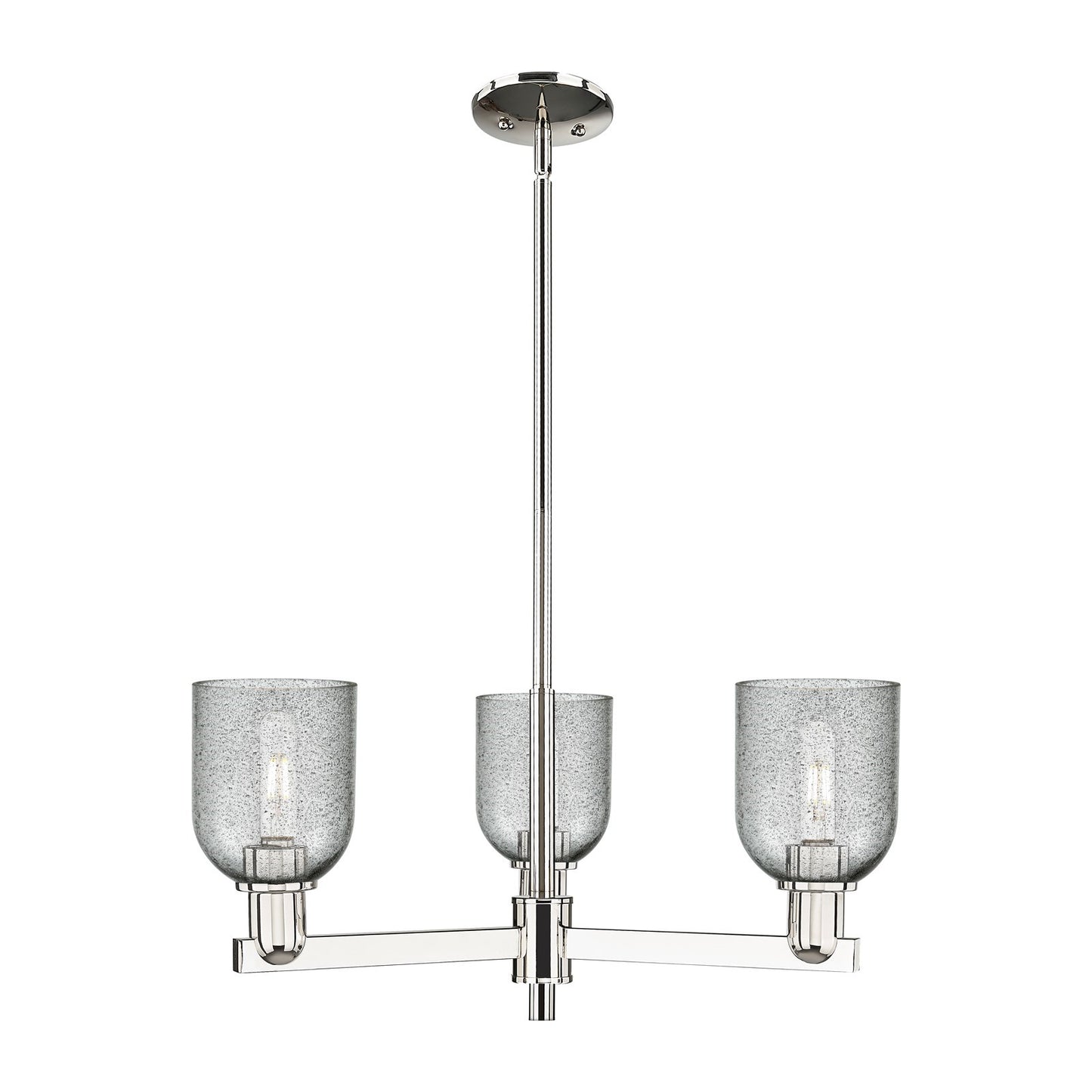 Innovations Caledonia 27in 3-Light Pendant | Industrial Polished Nickel and Charcoal Glass | Kitchen Island & Dining Room | 27 x | Model 716-3CR-PN-G257