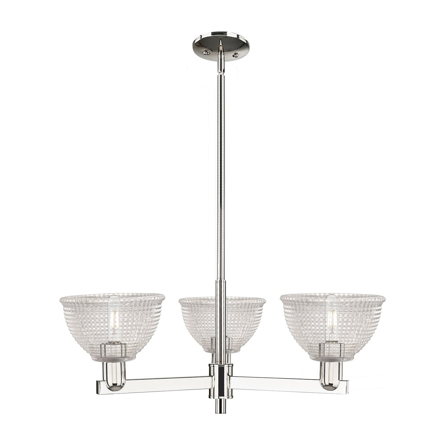 Innovations Arietta 30in 3-Light Pendant | Industrial Polished Nickel Steel and Clear Glass | Kitchen Island & Dining Room | Damp | Model 716-3CR-PN-G422