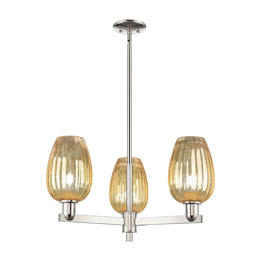 Innovations Preston 3Lt 18" Flute Stem Chandelier, PN/MC - 716-3CR-PN-G457-6ME