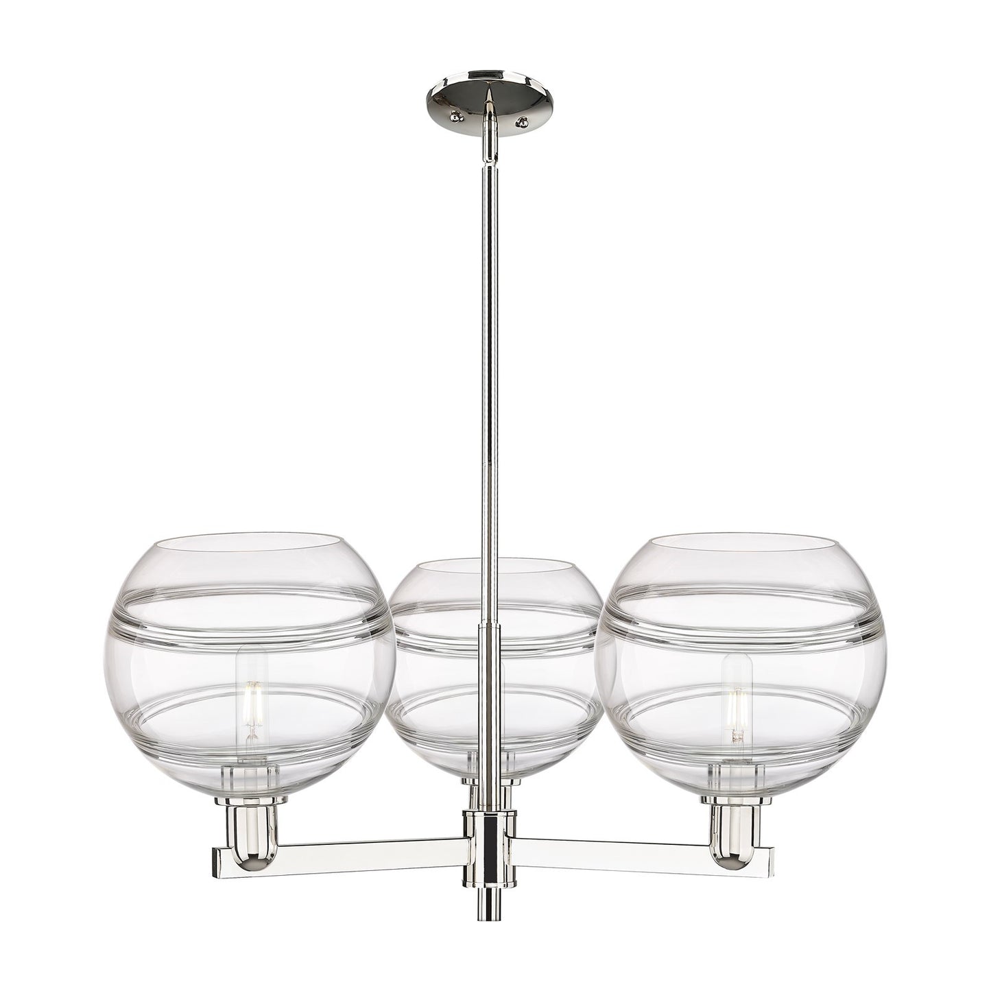 Innovations Rochester 32in 3-Light Pendant | Industrial Polished Nickel Steel and Clear Glass | Kitchen Island & Dining Room | Model 716-3CR-PN-G556-10CL
