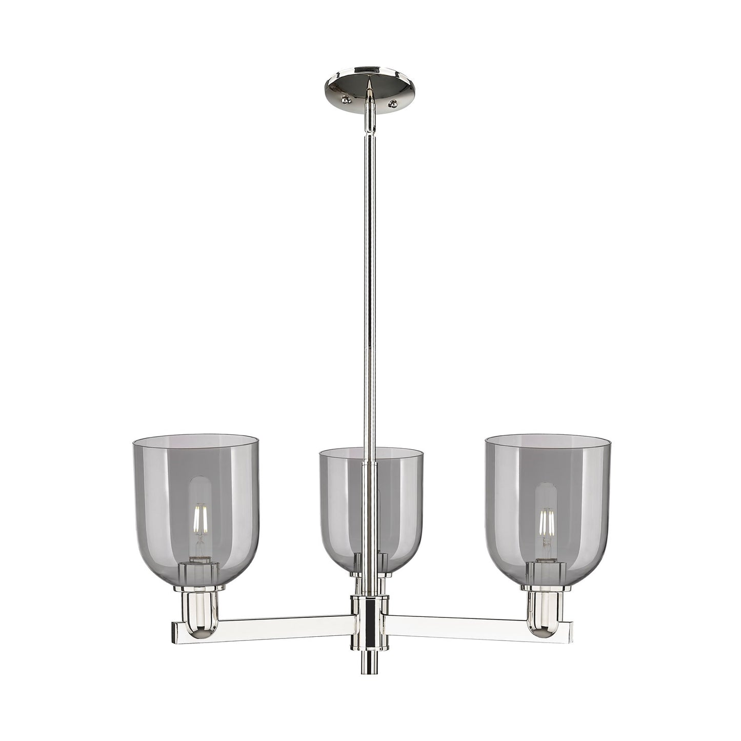 Innovations Bella 27in 3-Light Pendant | Industrial Polished Nickel and Light Smoke Glass | Kitchen Island & Dining Room | Model 716-3CR-PN-G558-6SM