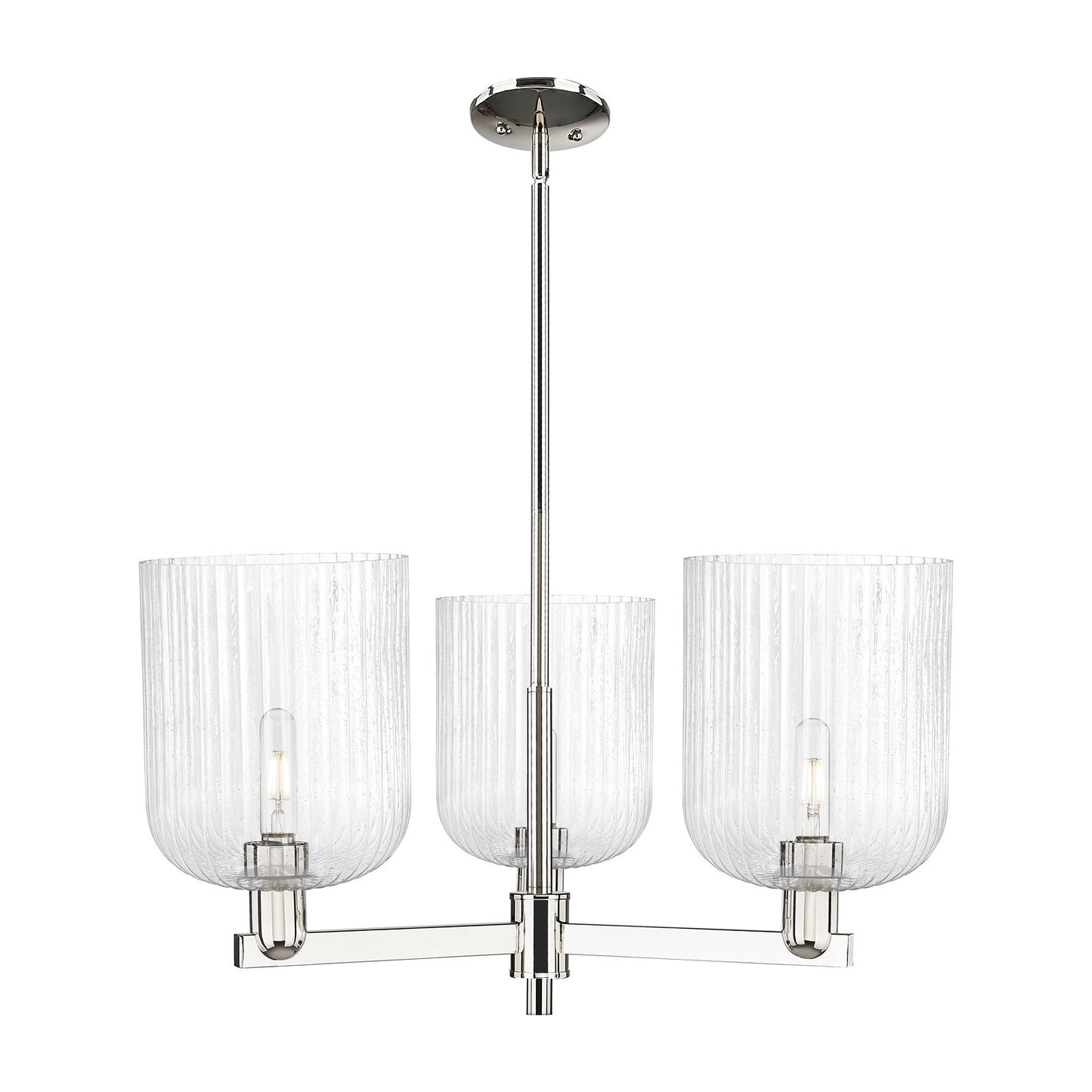 Innovations Bridal Veil 30in 3-Light Pendant | Industrial Polished Nickel Steel and Seedy Glass | Kitchen Island & Dining | Model 716-3CR-PN-G559-8SDY