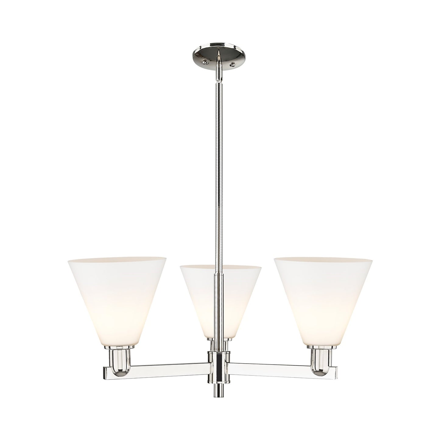 Innovations Berkshire Glass 30in 3-Light Pendant | Industrial Polished Nickel and Matte White Glass | Kitchen Island & Dining | Model 716-3CR-PN-GBC-81