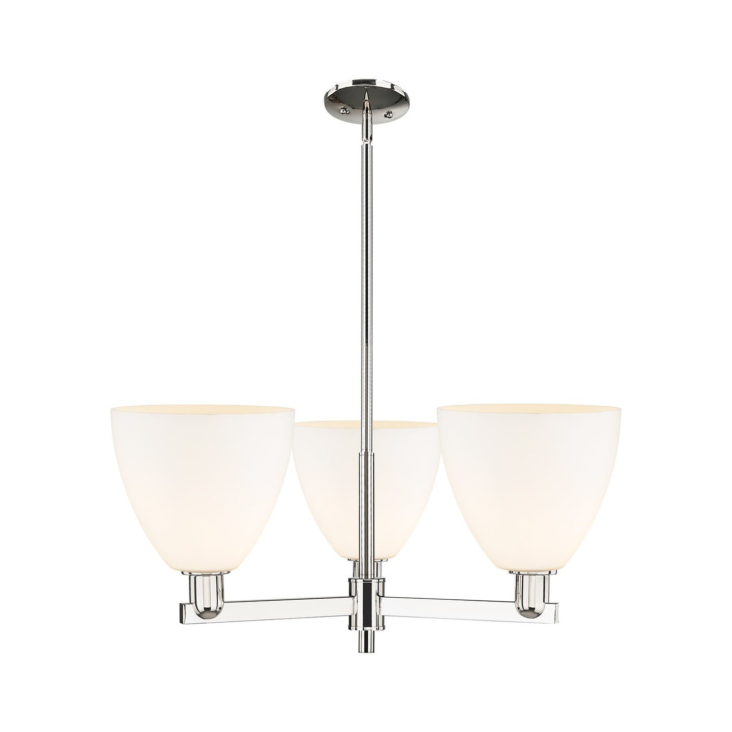 Innovations Bristol 31in 3-Light Pendant | Industrial Polished Nickel Steel and Matte White Glass | Kitchen Island & Dining Room | Model 716-3CR-PN-GBD-91