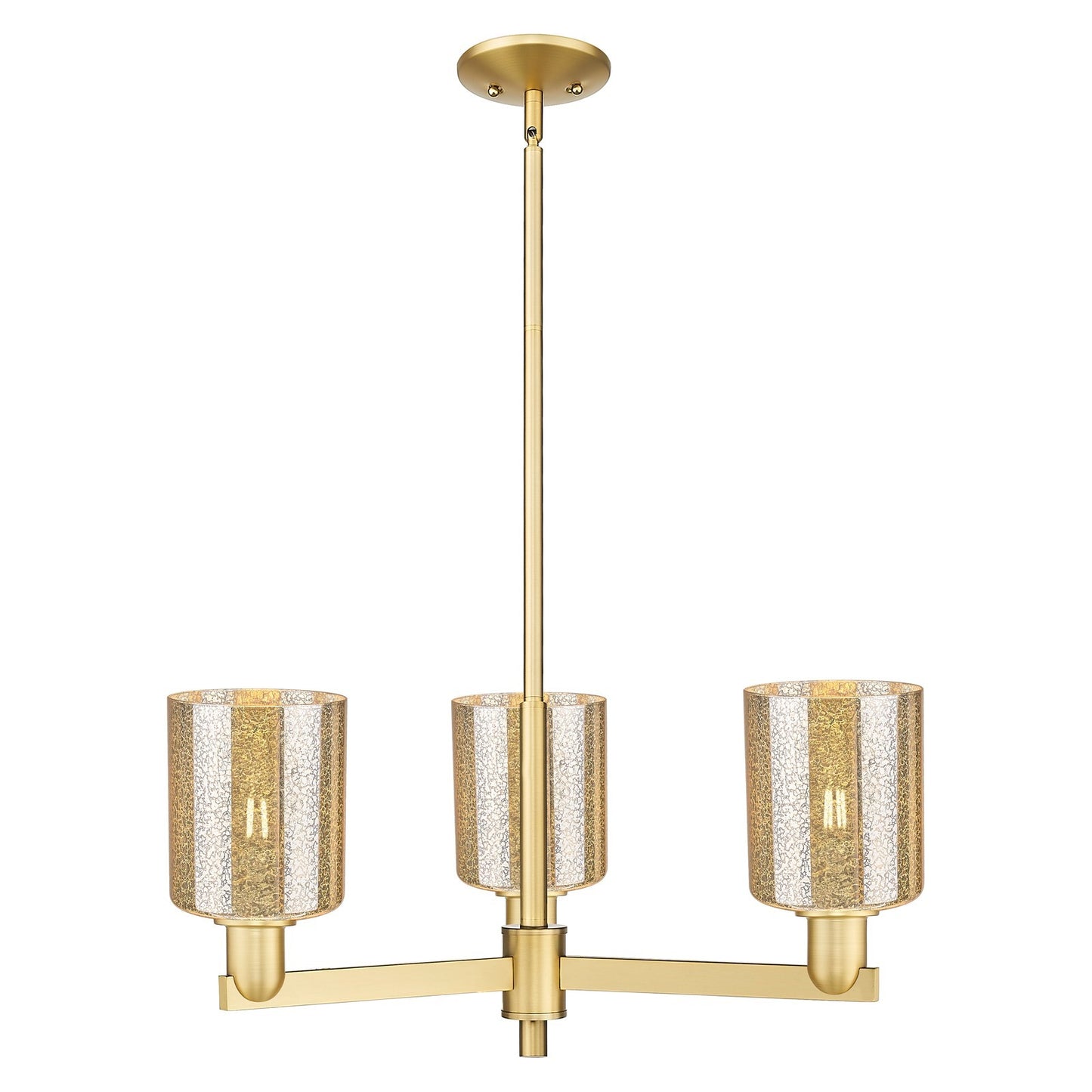 Innovations Cobbleskill 27in 3-Light Pendant | Industrial Satin Gold Steel and Mercury Glass | Kitchen Island & Dining Room | Model 716-3CR-SG-G116