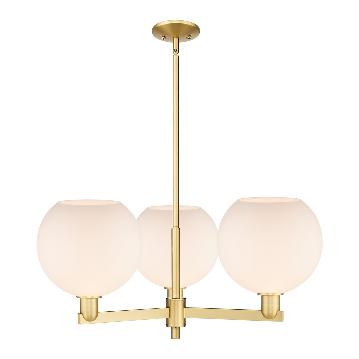 Innovations Athens 32in 3-Light Pendant | Industrial Satin Gold Steel and Matte White Glass | Kitchen Island & Dining Room | Model 716-3CR-SG-G121-10