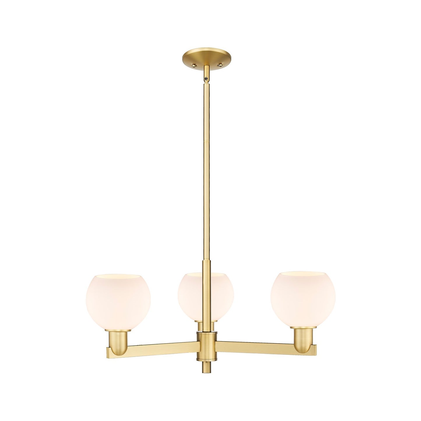 Innovations Athens 28in 3-Light Pendant | Industrial Satin Gold Steel and Matte White Glass | Kitchen Island & Dining Room | Model 716-3CR-SG-G121-6