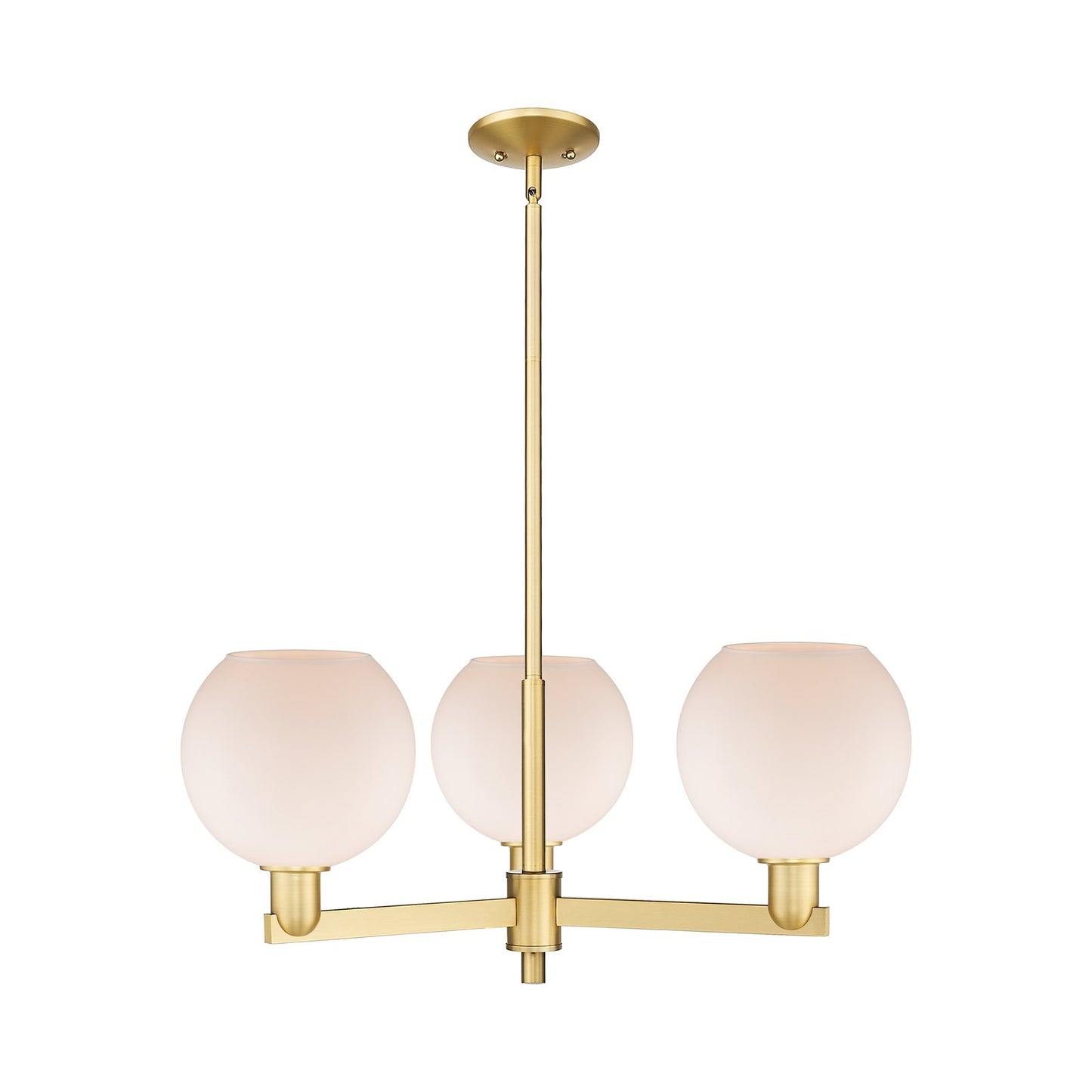 Innovations Athens 30in 3-Light Pendant | Industrial Satin Gold Steel and Matte White Glass | Kitchen Island & Dining Room | Model 716-3CR-SG-G121-8