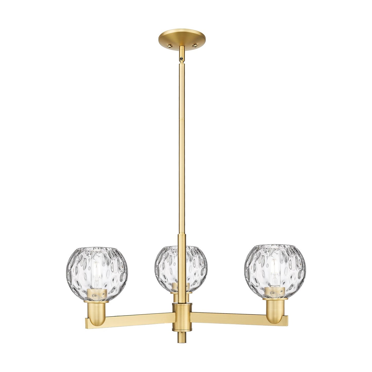 Innovations Athens Water Glass 28in 3-Light Pendant | Industrial Satin Gold Steel and Clear Glass | Kitchen Island & Dining | Model 716-3CR-SG-G1215-6