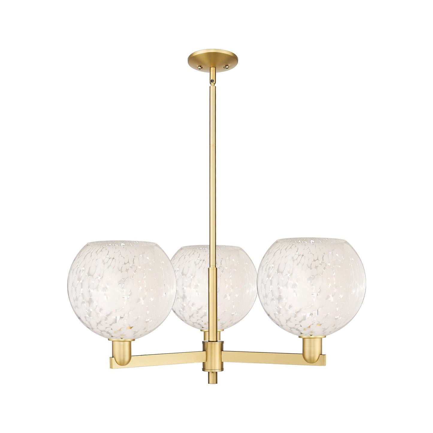 Innovations White Mouchette 32in 3-Light Pendant | Industrial Satin Gold Steel and White Glass | Kitchen Island & Dining | Model 716-3CR-SG-G1216-10WM