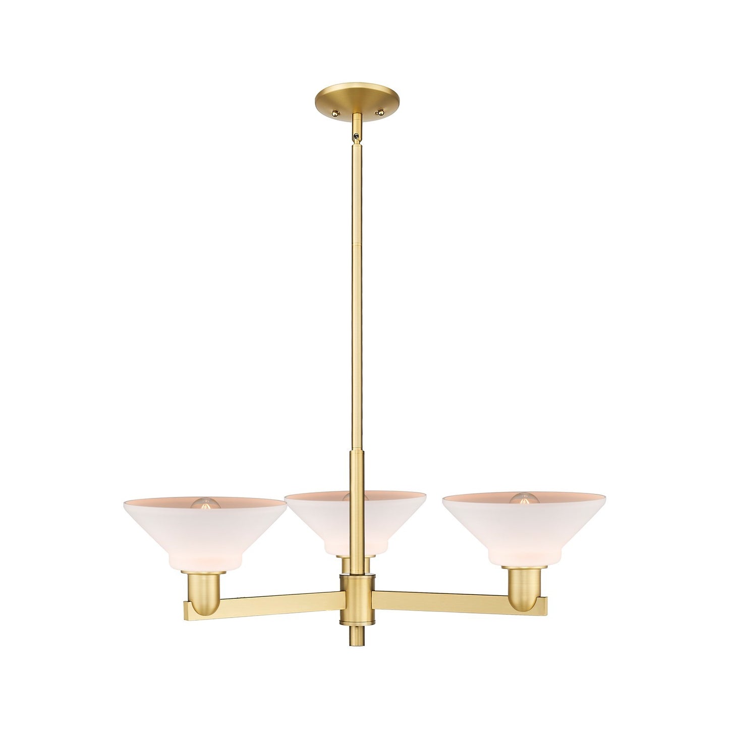 Innovations Orwell 30in 3-Light Pendant | Industrial Satin Gold Steel and Matte White Glass | Kitchen Island & Dining Room | 30.12 | Model 716-3CR-SG-G131