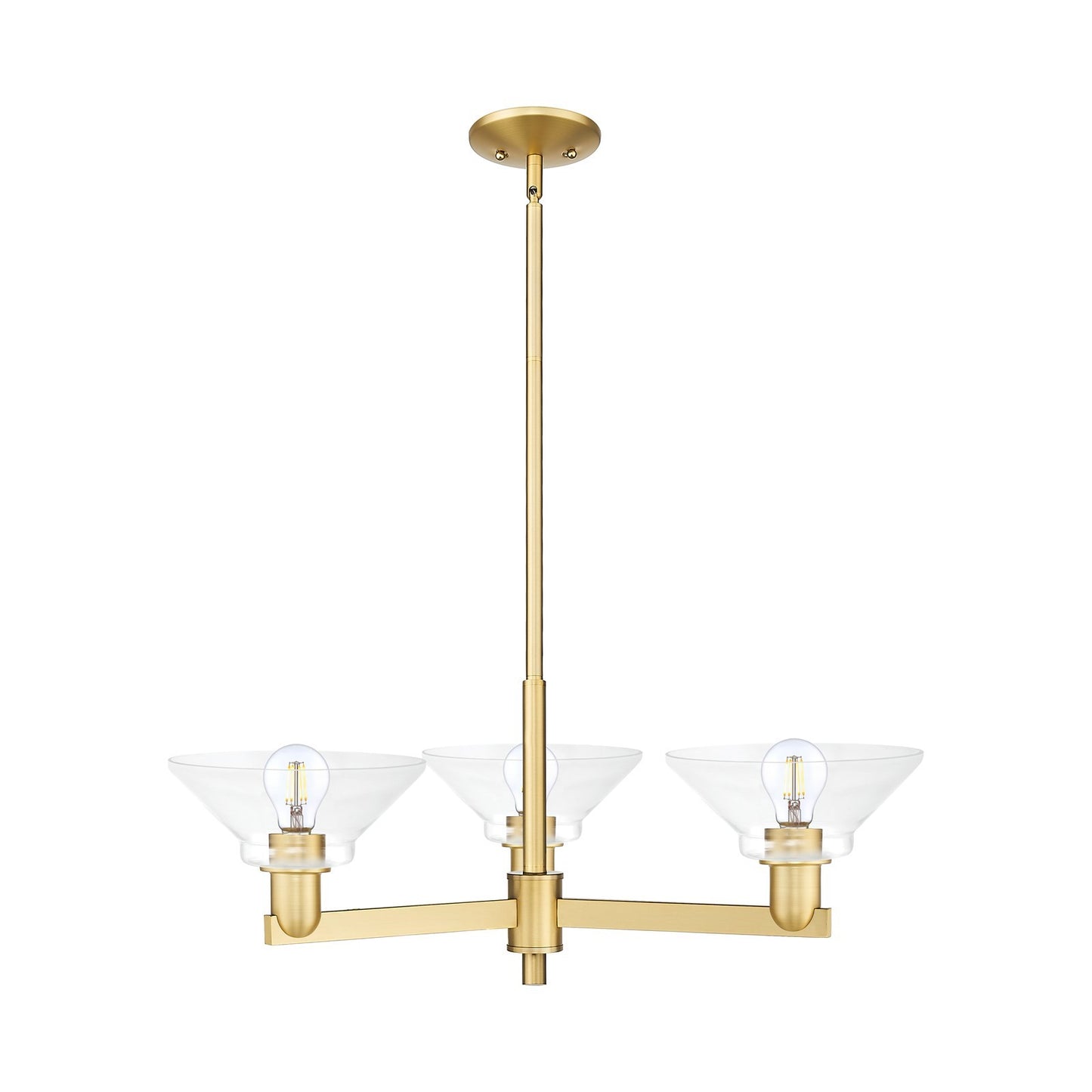 Innovations Orwell 30in 3-Light Pendant | Industrial Satin Gold Steel and Clear Glass | Kitchen Island & Dining Room | 30.12 x | Model 716-3CR-SG-G132