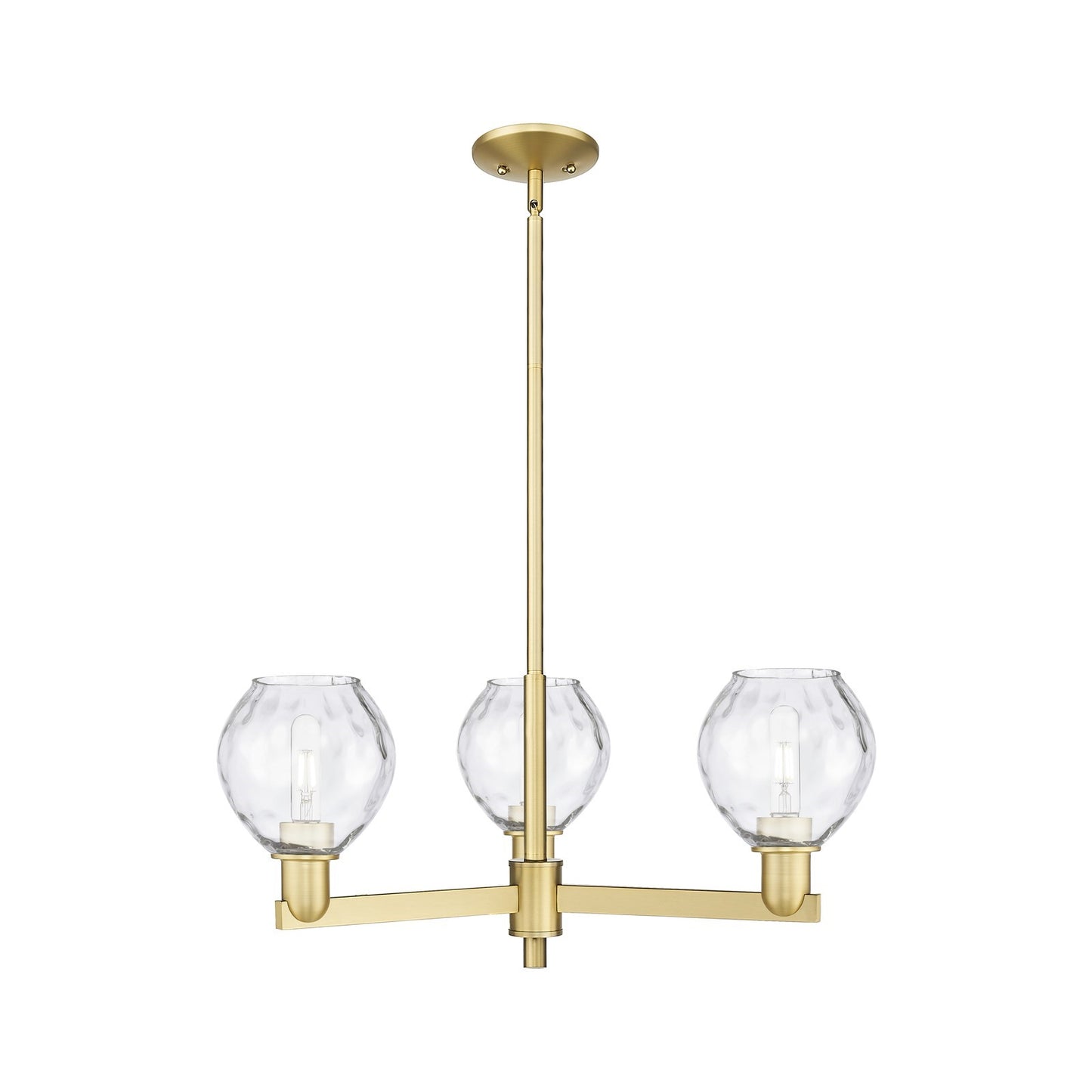 Innovations Waverly 28in 3-Light Pendant | Industrial Satin Gold Steel and Clear Glass | Kitchen Island & Dining Room | 27.75 x | Model 716-3CR-SG-G362