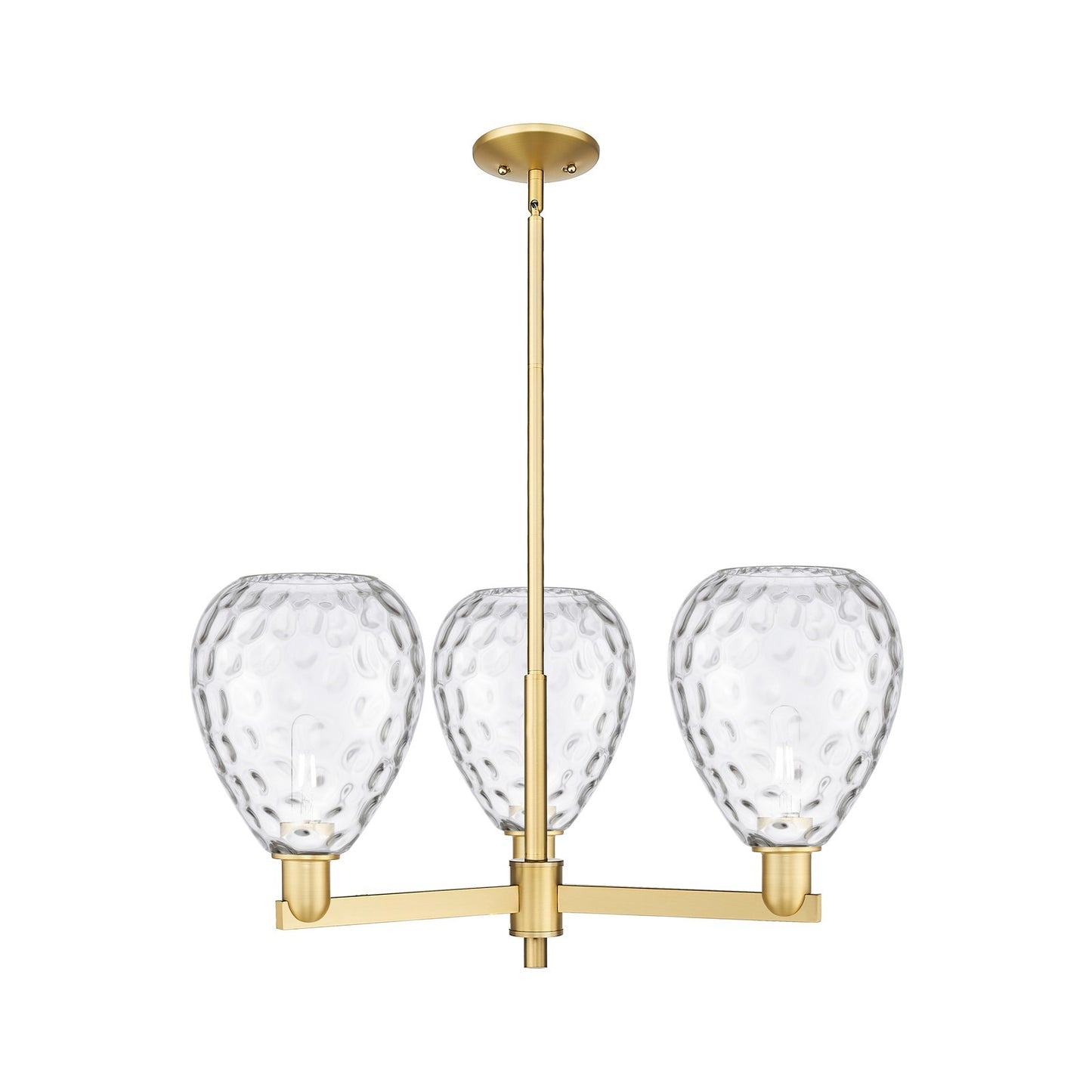 Innovations Waverly 30in 3-Light Pendant | Industrial Satin Gold Steel and Cast Brass with Clear Glass Shades | Kitchen Island & | Model 716-3CR-SG-G372