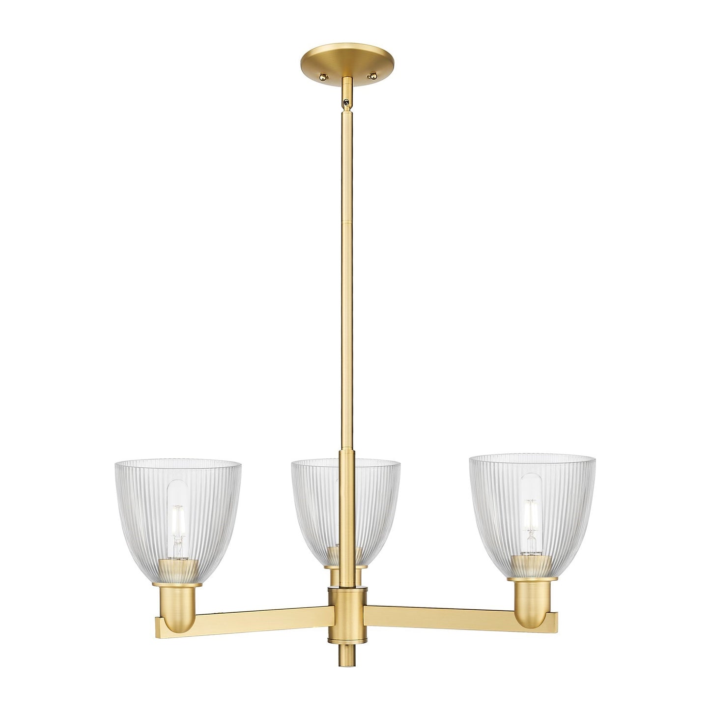 Innovations Castile 28in 3-Light Pendant | Industrial Satin Gold Steel and Clear Glass | Kitchen Island & Dining Room | 28 x 28 x | Model 716-3CR-SG-G382