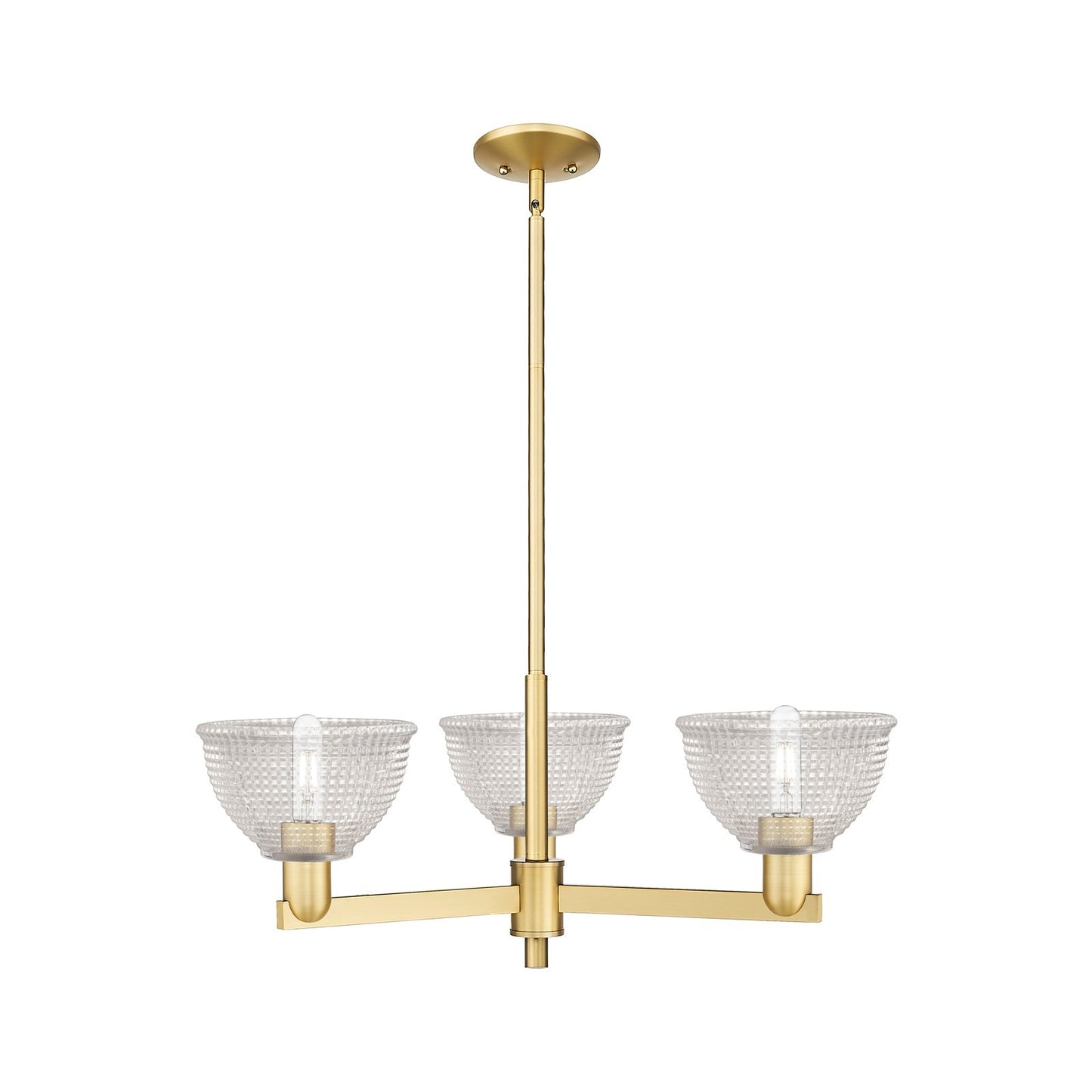 Innovations Arietta 30in 3-Light Pendant | Industrial Satin Gold Steel and Clear Glass | Kitchen Island & Dining Room | 29.75 x | Model 716-3CR-SG-G422