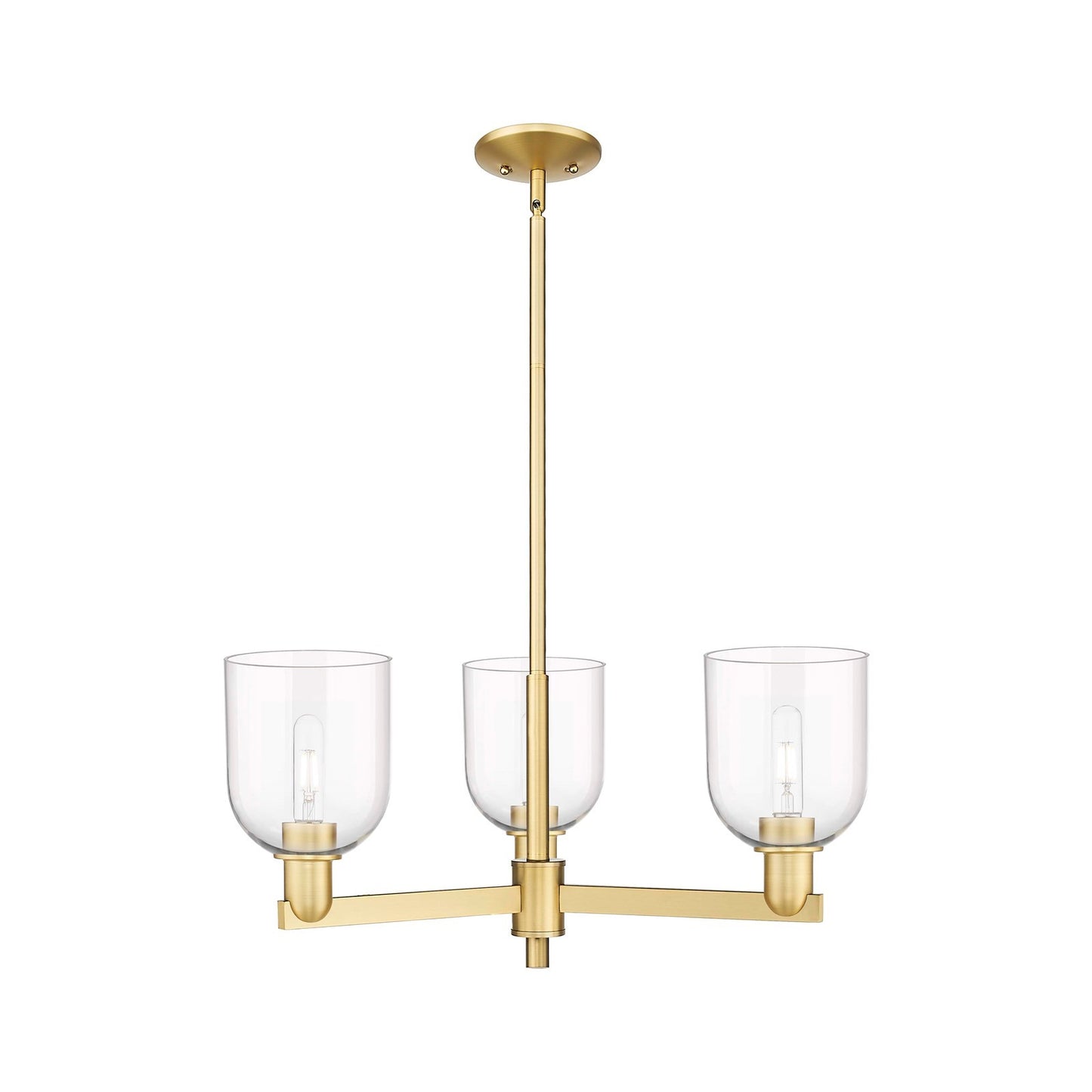 Innovations Bella 27in 3-Light Pendant | Industrial Satin Gold Steel and Clear Glass | Kitchen Island & Dining Room | 27.25 x | Model 716-3CR-SG-G558-6CL