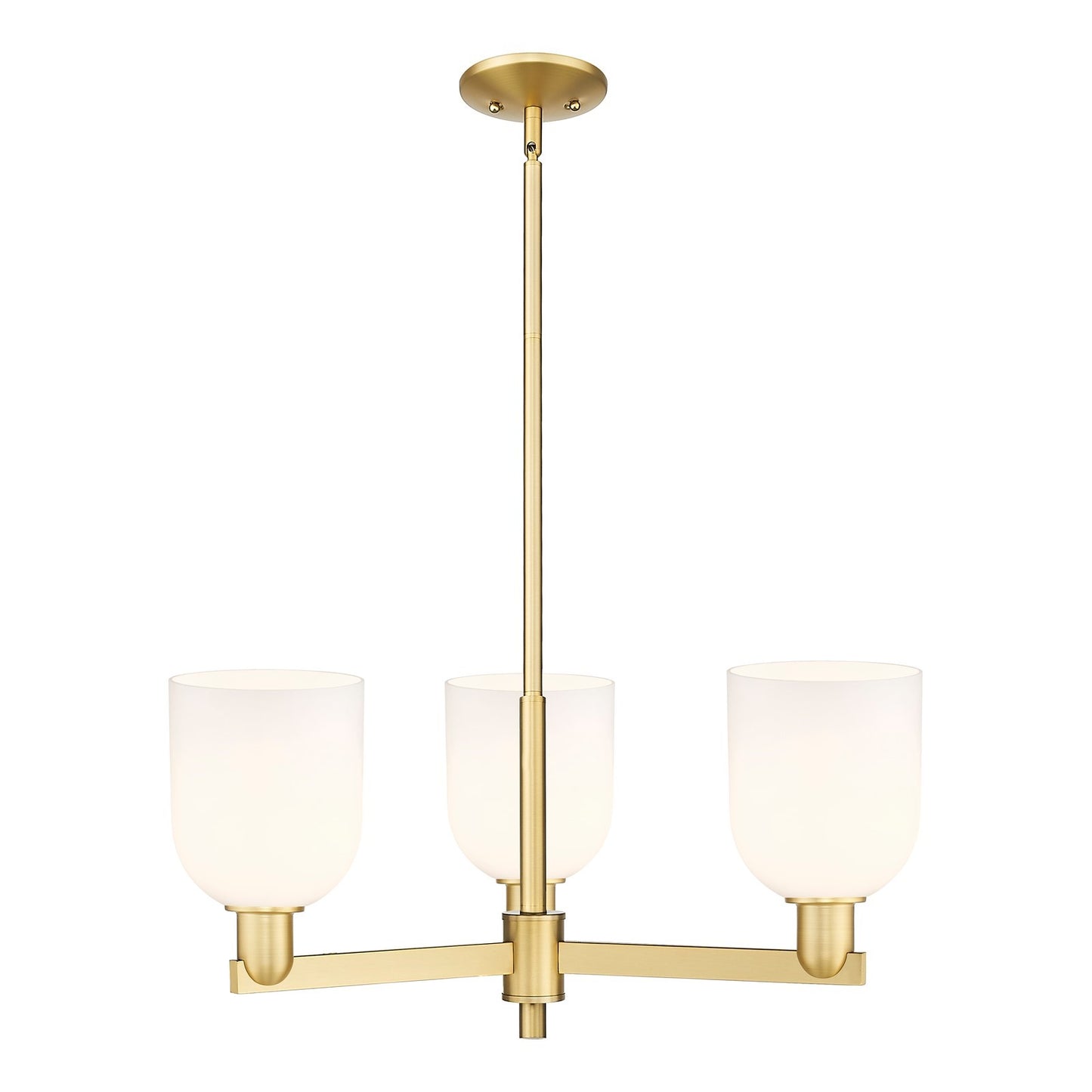 Innovations Bella 27in 3-Light Pendant | Industrial Satin Gold Steel and White Glass | Kitchen Island & Dining Room | 27.25 x | Model 716-3CR-SG-G558-6GWH