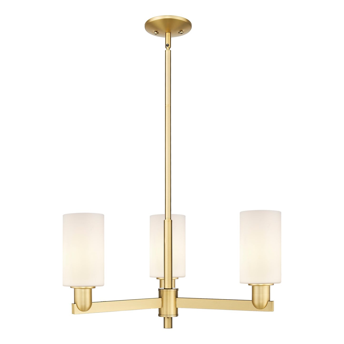 Innovations Clymer 26in 3-Light Pendant | Industrial Satin Gold Steel and Matte White Glass | Kitchen Island & Dining Room | 25.62 | Model 716-3CR-SG-G801