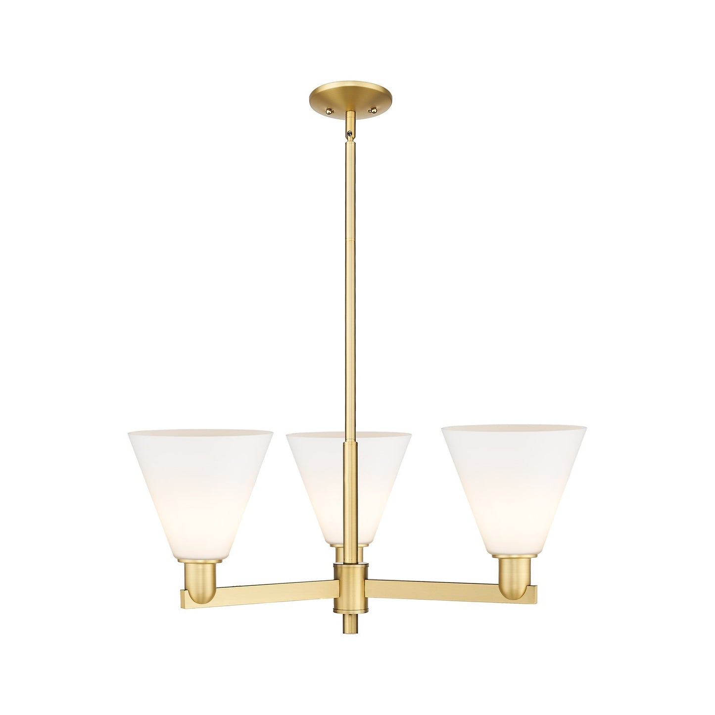 Innovations Berkshire Glass 30in 3-Light Pendant | Industrial Satin Gold Steel and Matte White Glass | Kitchen Island & Dining | Model 716-3CR-SG-GBC-81