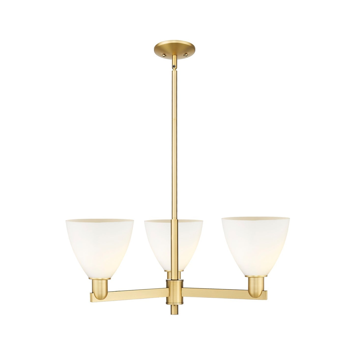 Innovations Bristol 29in 3-Light Pendant | Industrial Satin Gold Steel and Matte White Glass | Kitchen Island & Dining Room | Model 716-3CR-SG-GBD-751