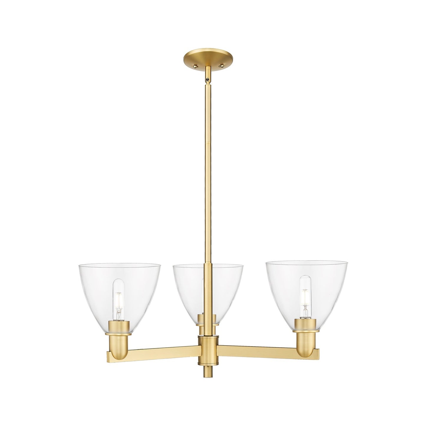 Innovations Bristol 29in 3-Light Pendant | Industrial Satin Gold Steel and Cast Brass with Clear Glass | Kitchen Island & | Model 716-3CR-SG-GBD-752