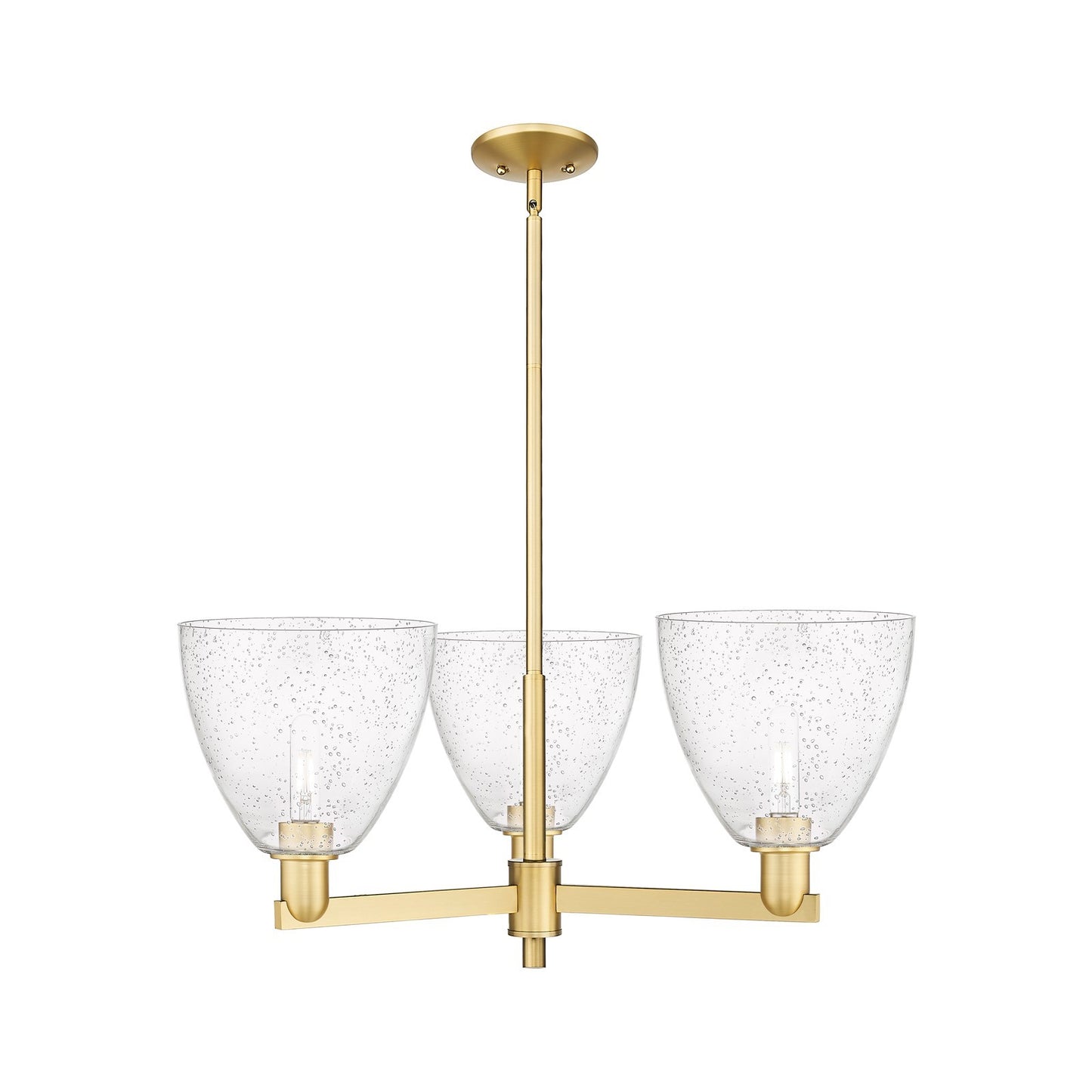 Innovations Bristol 31in 3-Light Pendant | Industrial Satin Gold Steel and Seedy Glass Dome Shade | Kitchen Island & Dining Room | Model 716-3CR-SG-GBD-94